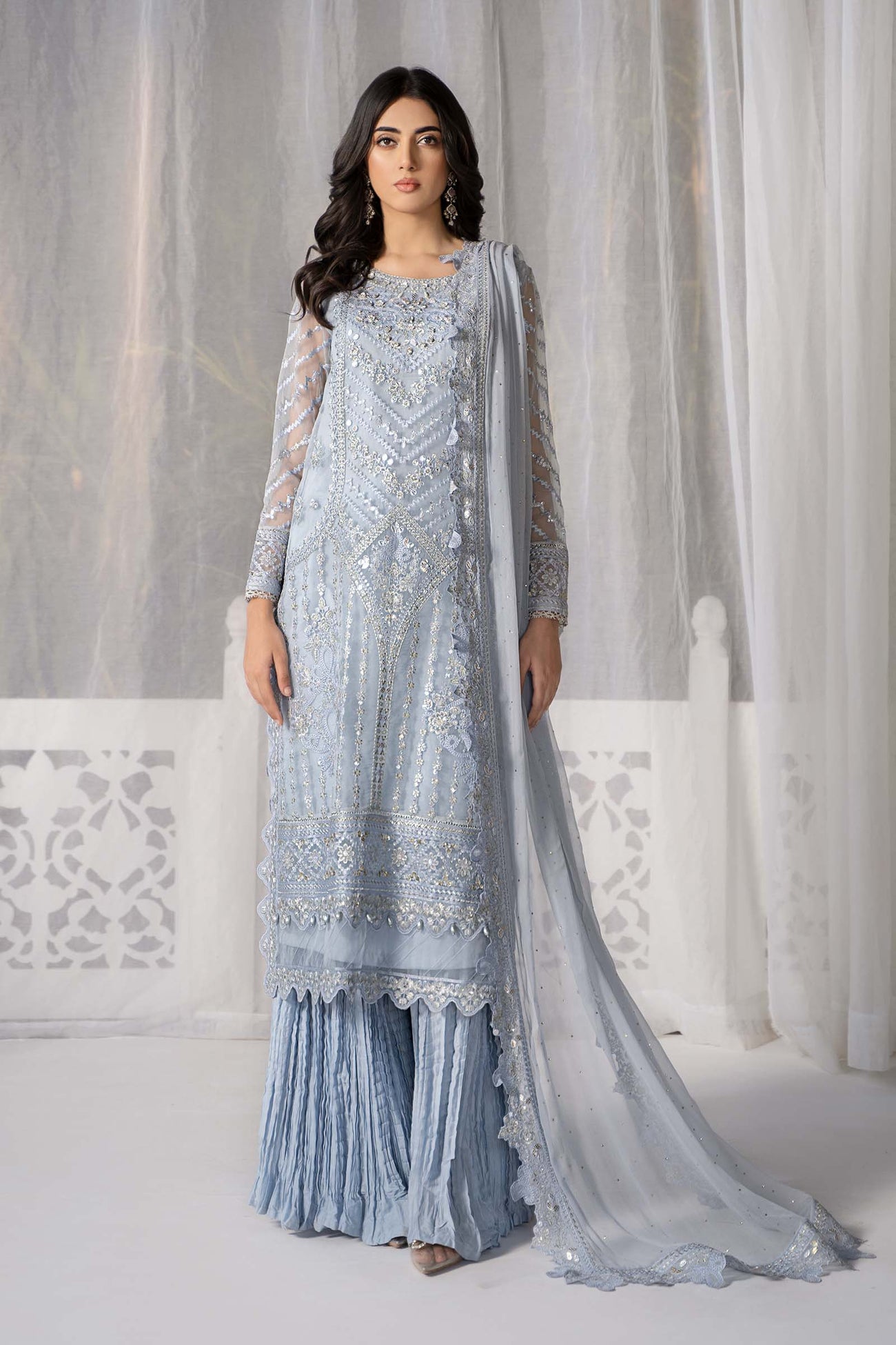 3 Piece Embroidered Organza Suit