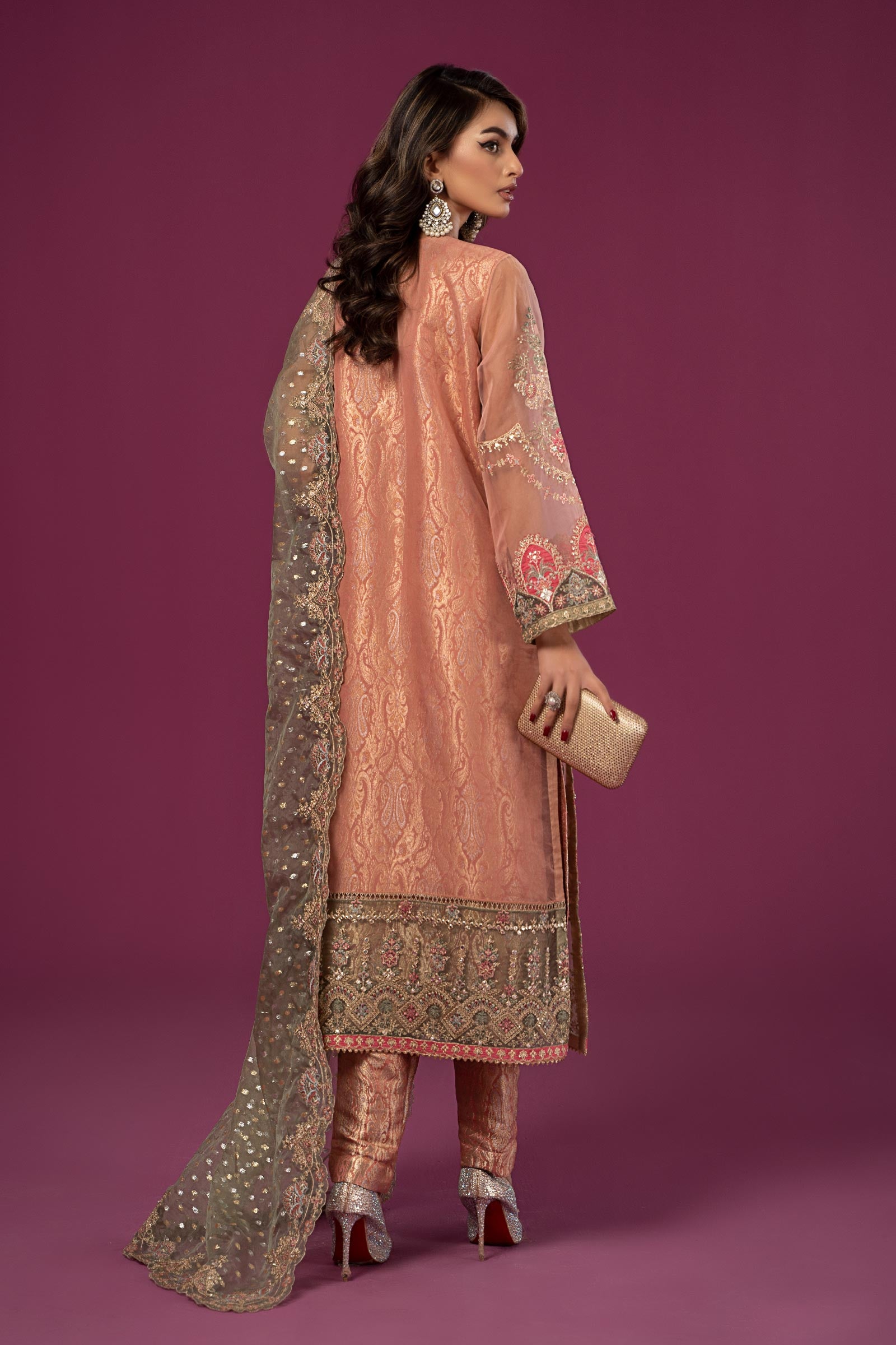 3 Piece Embroidered Organza Suit