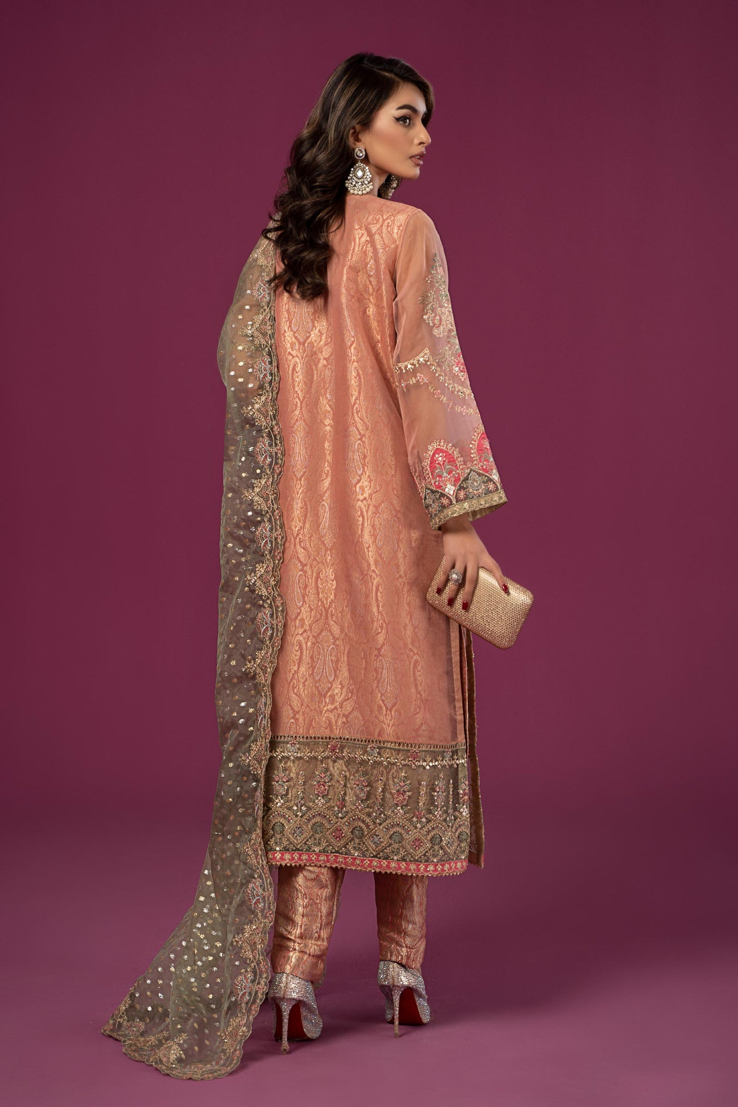 3 Piece Embroidered Organza Suit