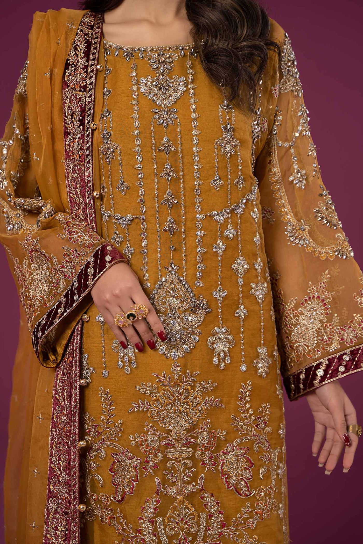 3 Piece Embroidered Organza Suit