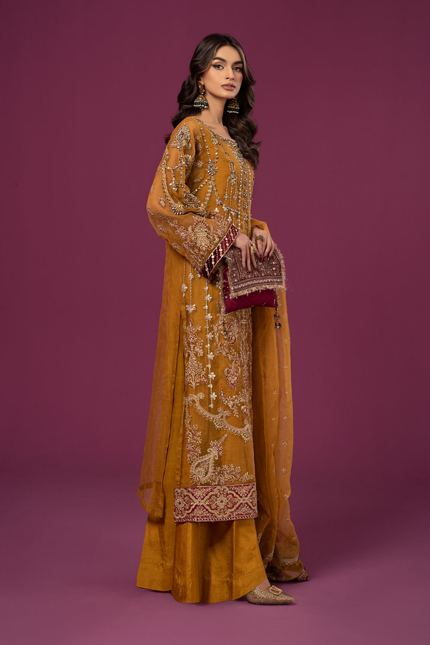 3 Piece Embroidered Organza Suit