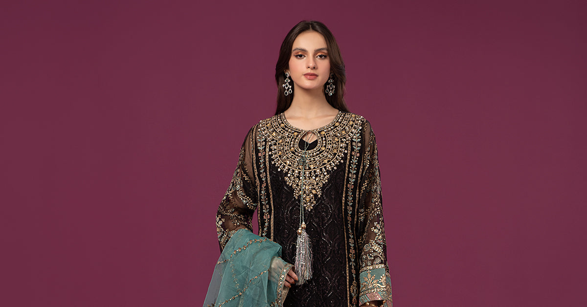 3 Piece Embroidered Organza Suit