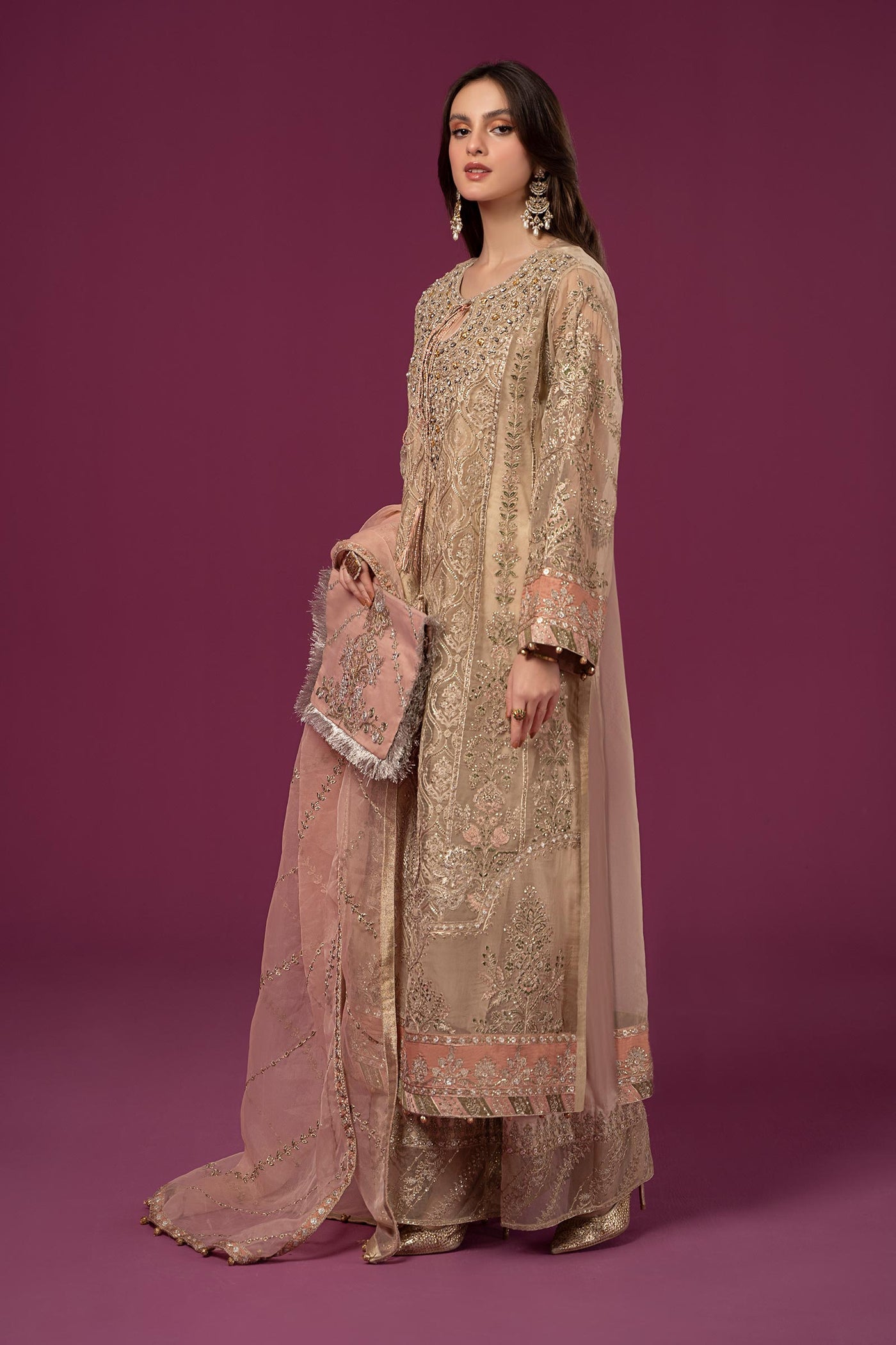 3 Piece Embroidered Organza Suit
