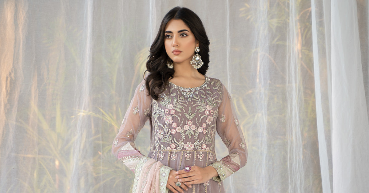 3 Piece Embroidered Organza Suit
