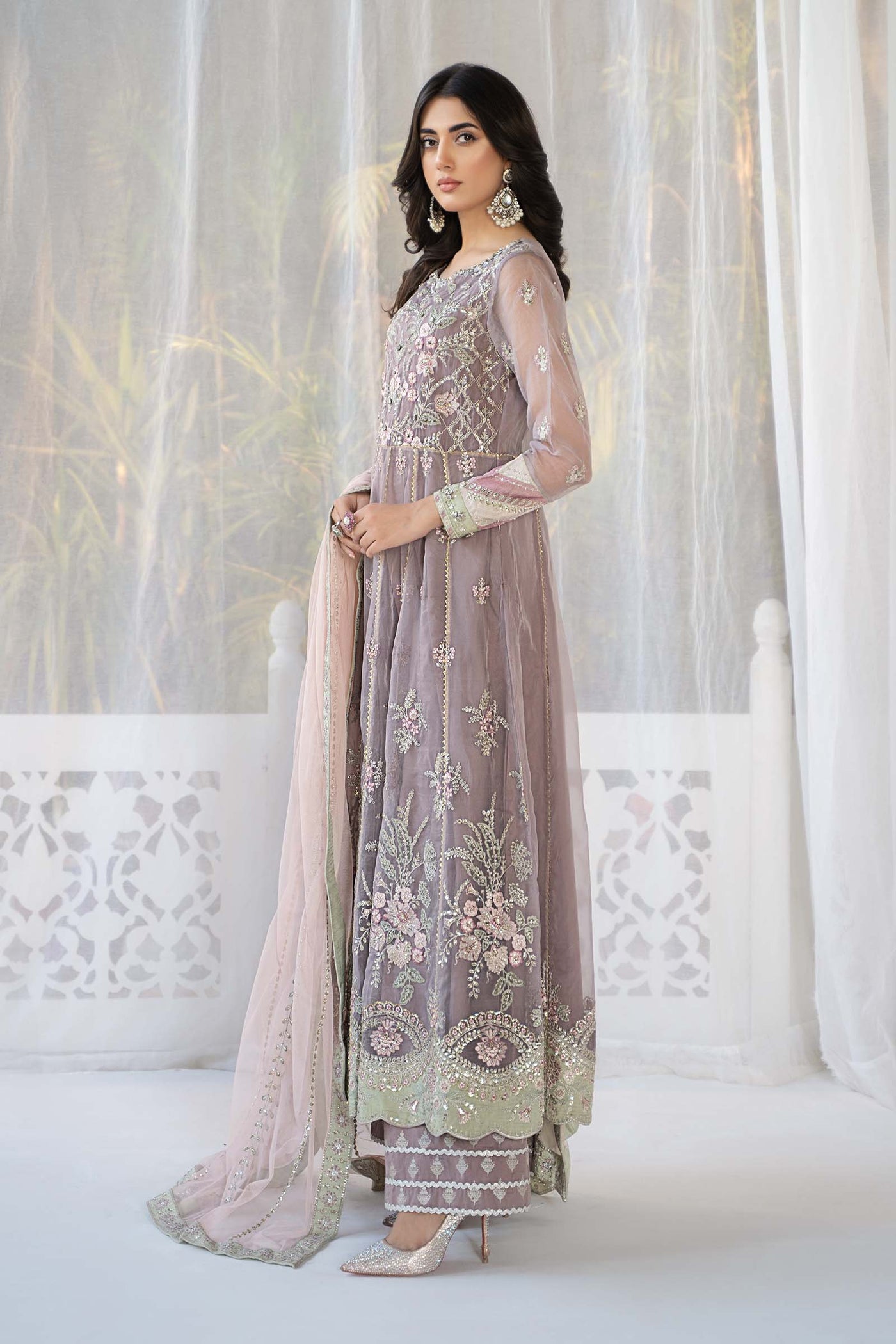 3 Piece Embroidered Organza Suit