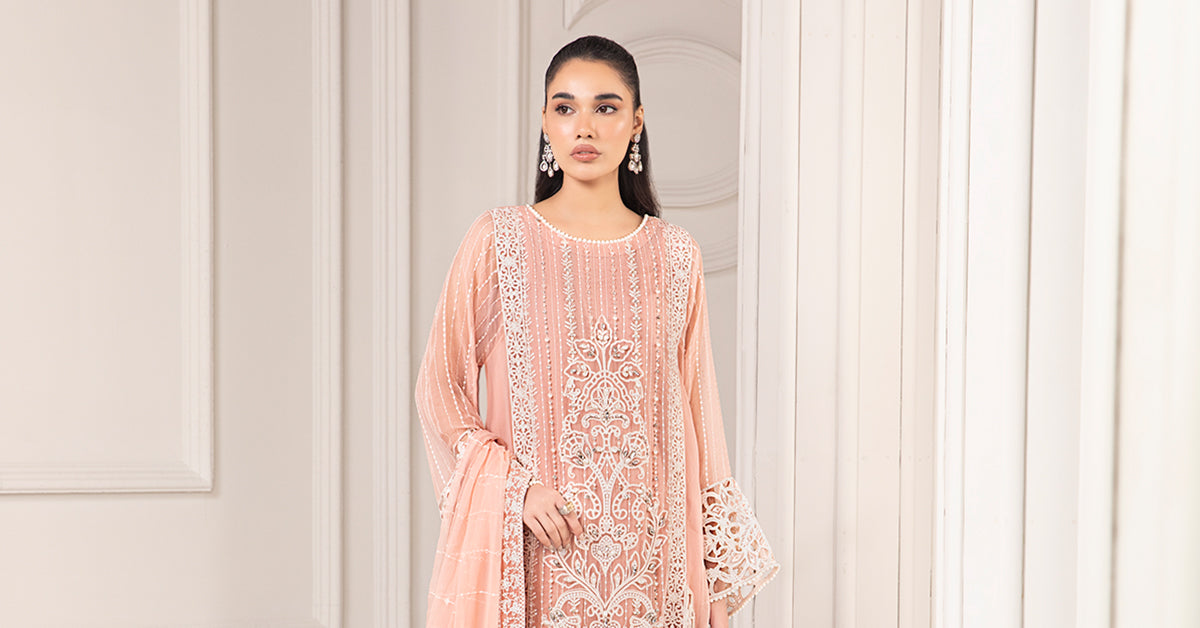 3 Piece Embroidered Chiffon Suit