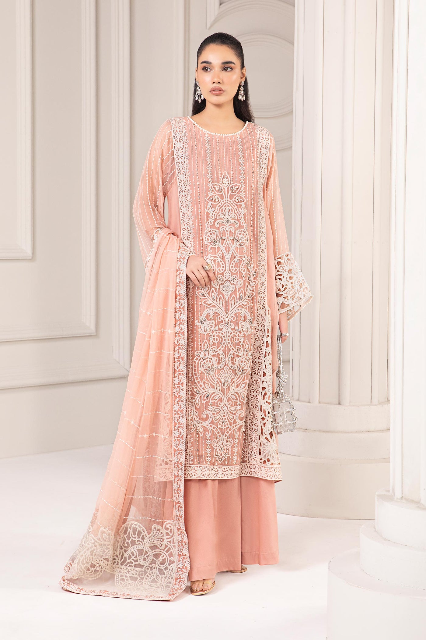 3 PIECE EMBROIDERED CHIFFON SUIT | SF-EF24-67