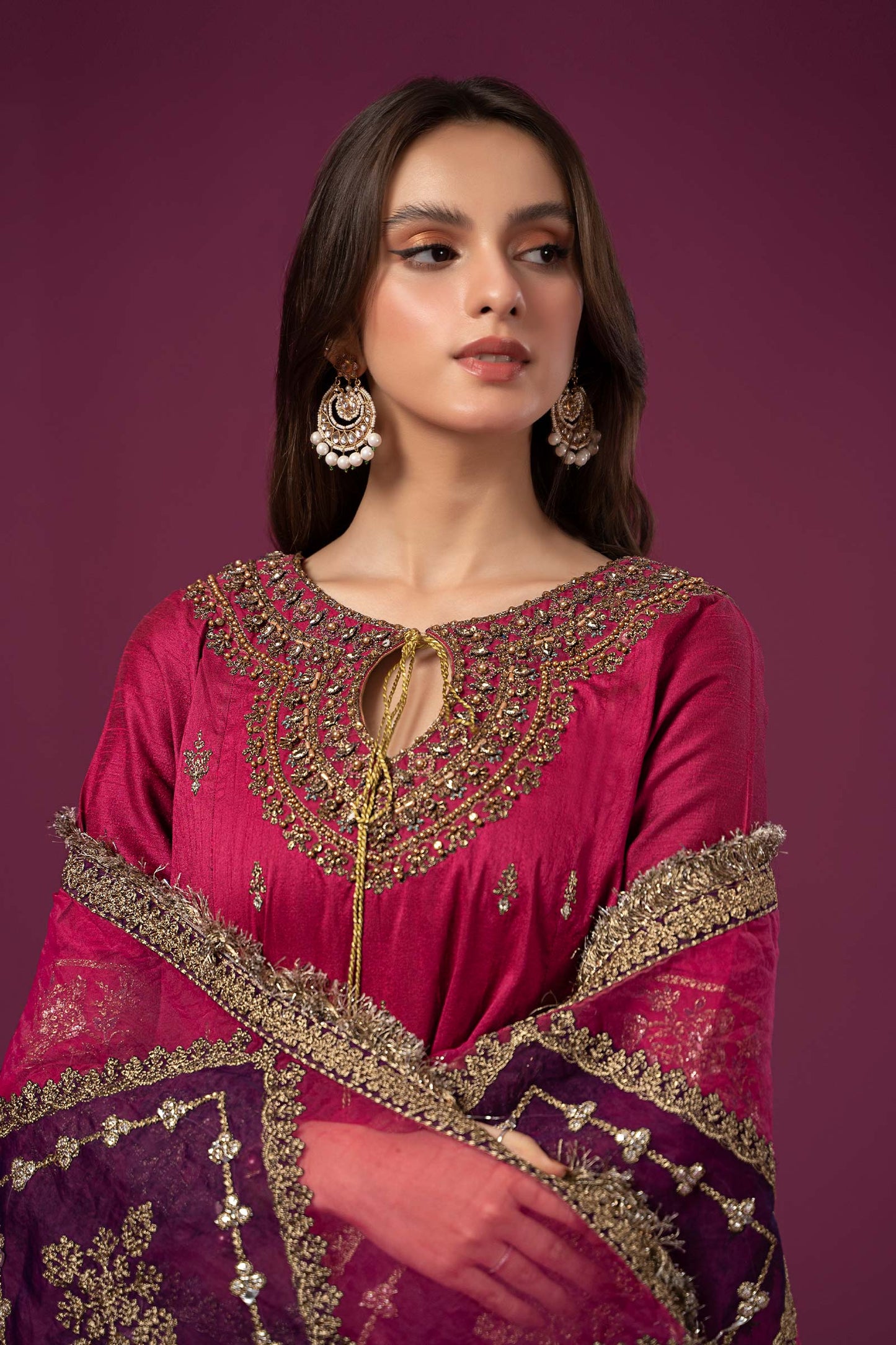 3 Piece Embroidered Raw Silk Suit
