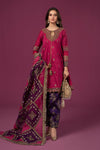 3 Piece Embroidered Raw Silk Suit