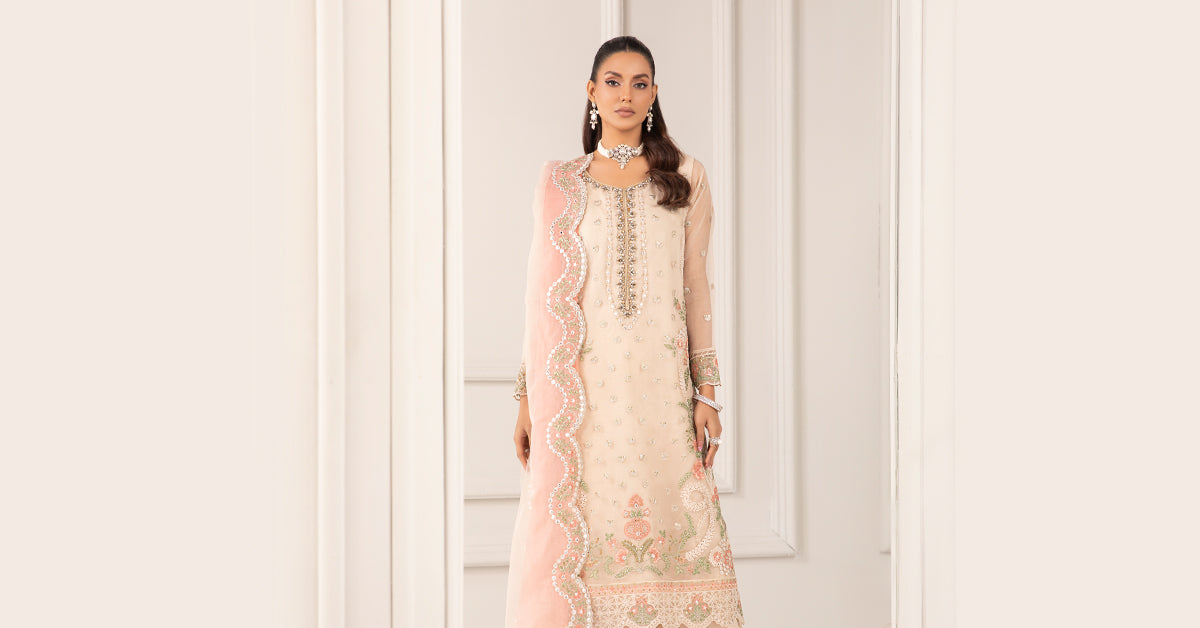 3 Piece Embroidered Organza Suit