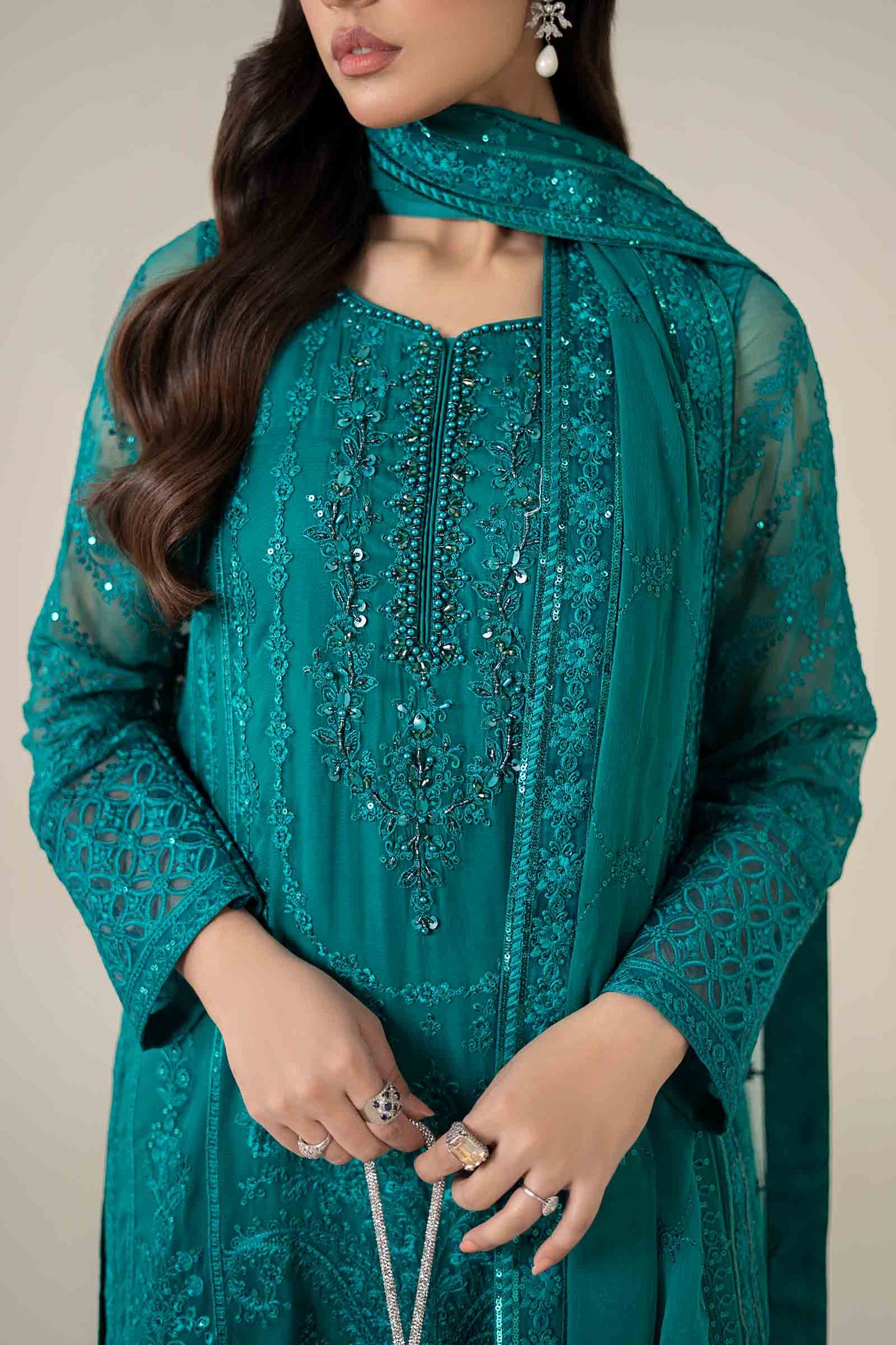 3 Piece Embroidered Chiffon Suit