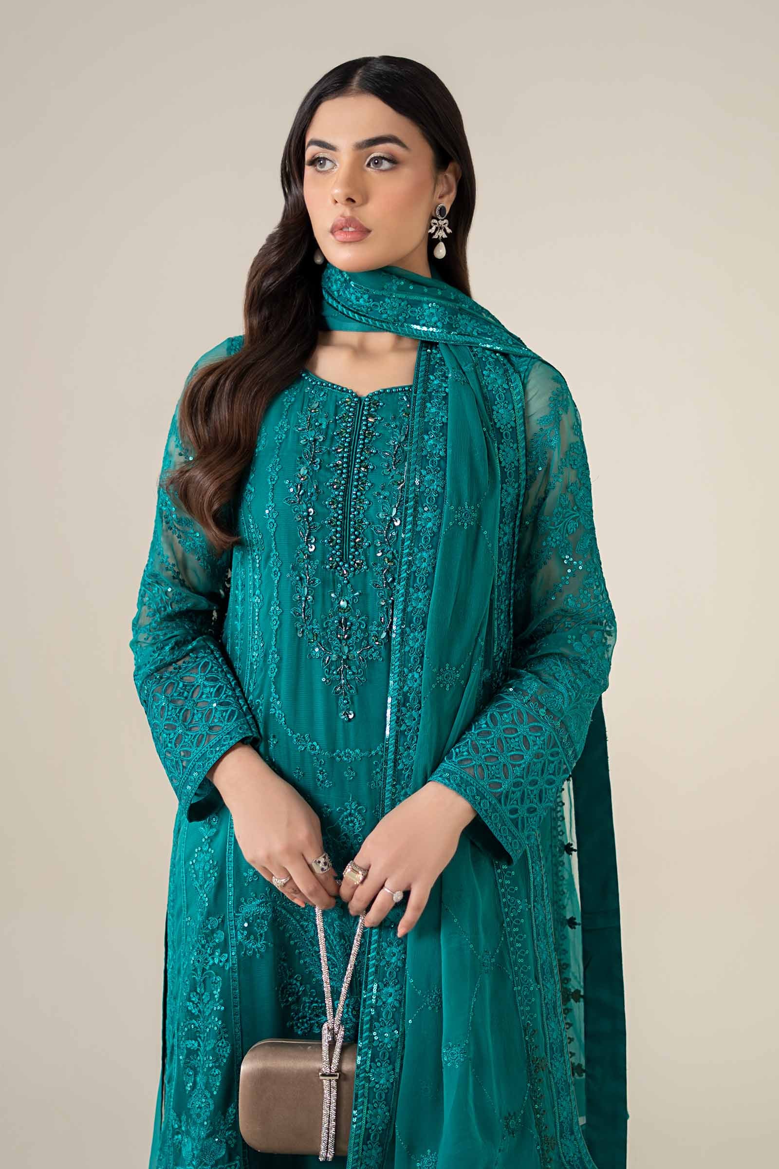 3 Piece Embroidered Chiffon Suit