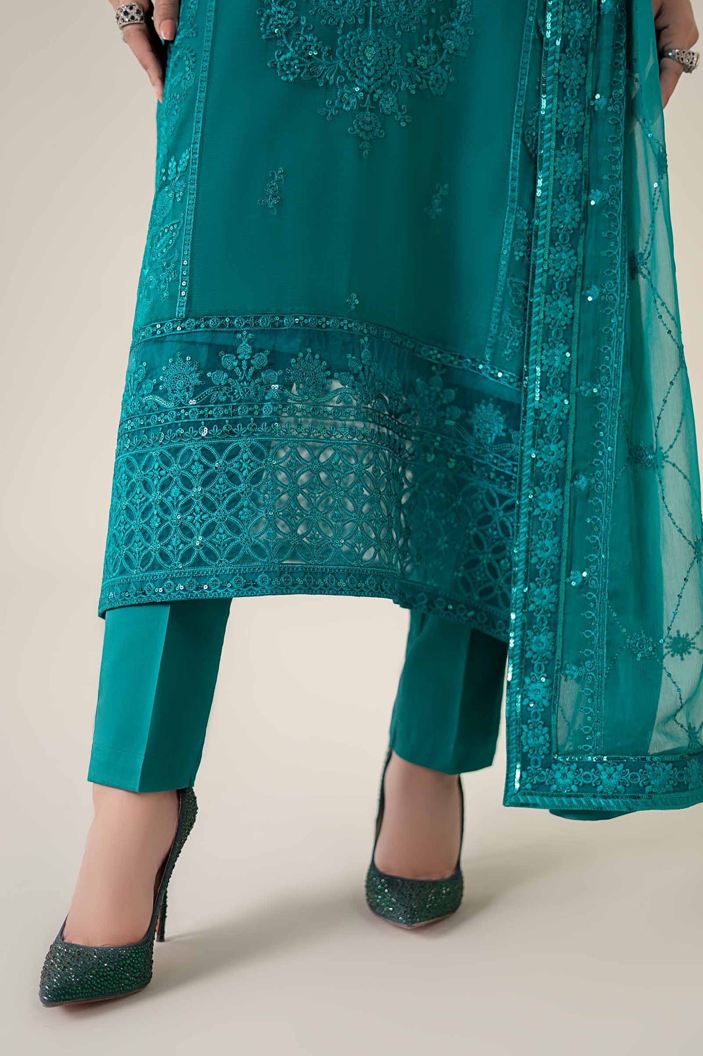 3 Piece Embroidered Chiffon Suit