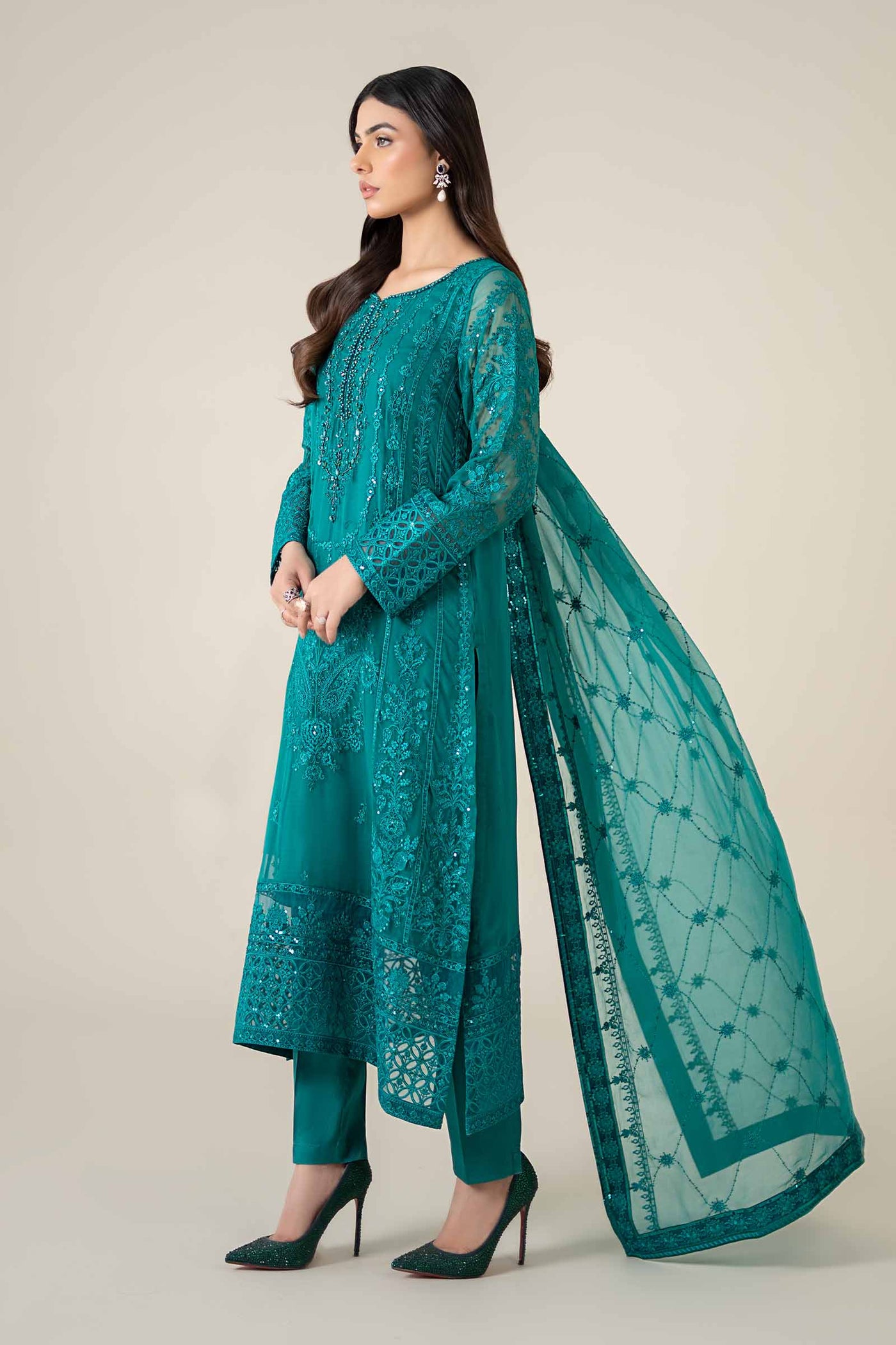 3 Piece Embroidered Chiffon Suit | SF-EF25-20