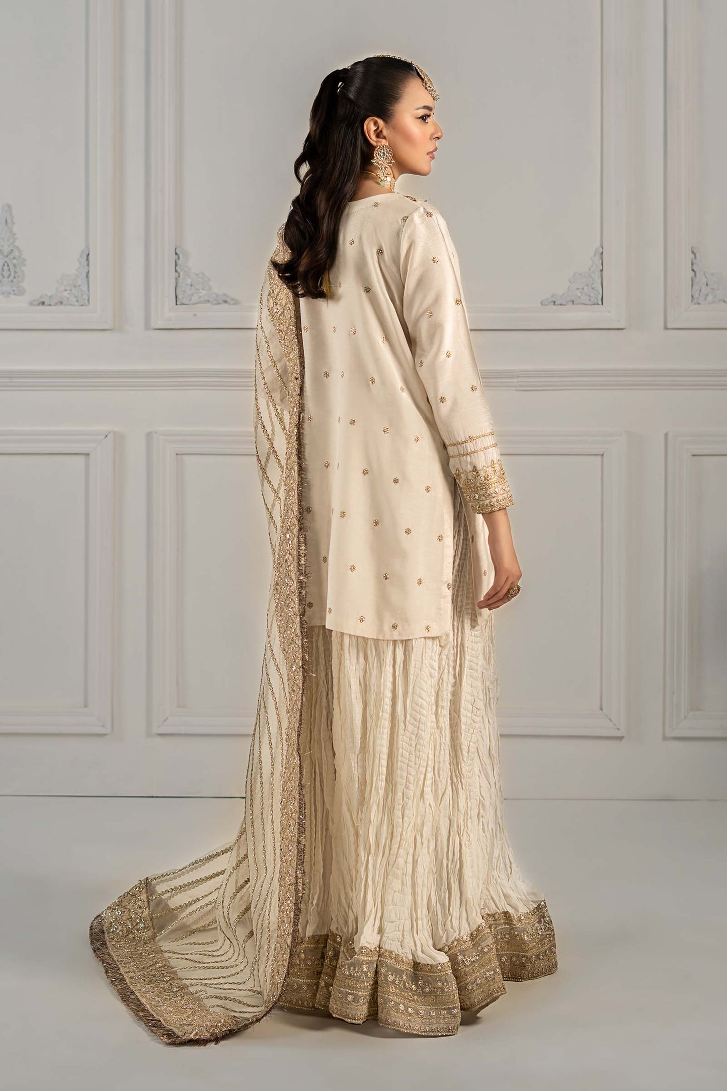 3 Piece Embroidered Raw Silk Suit
