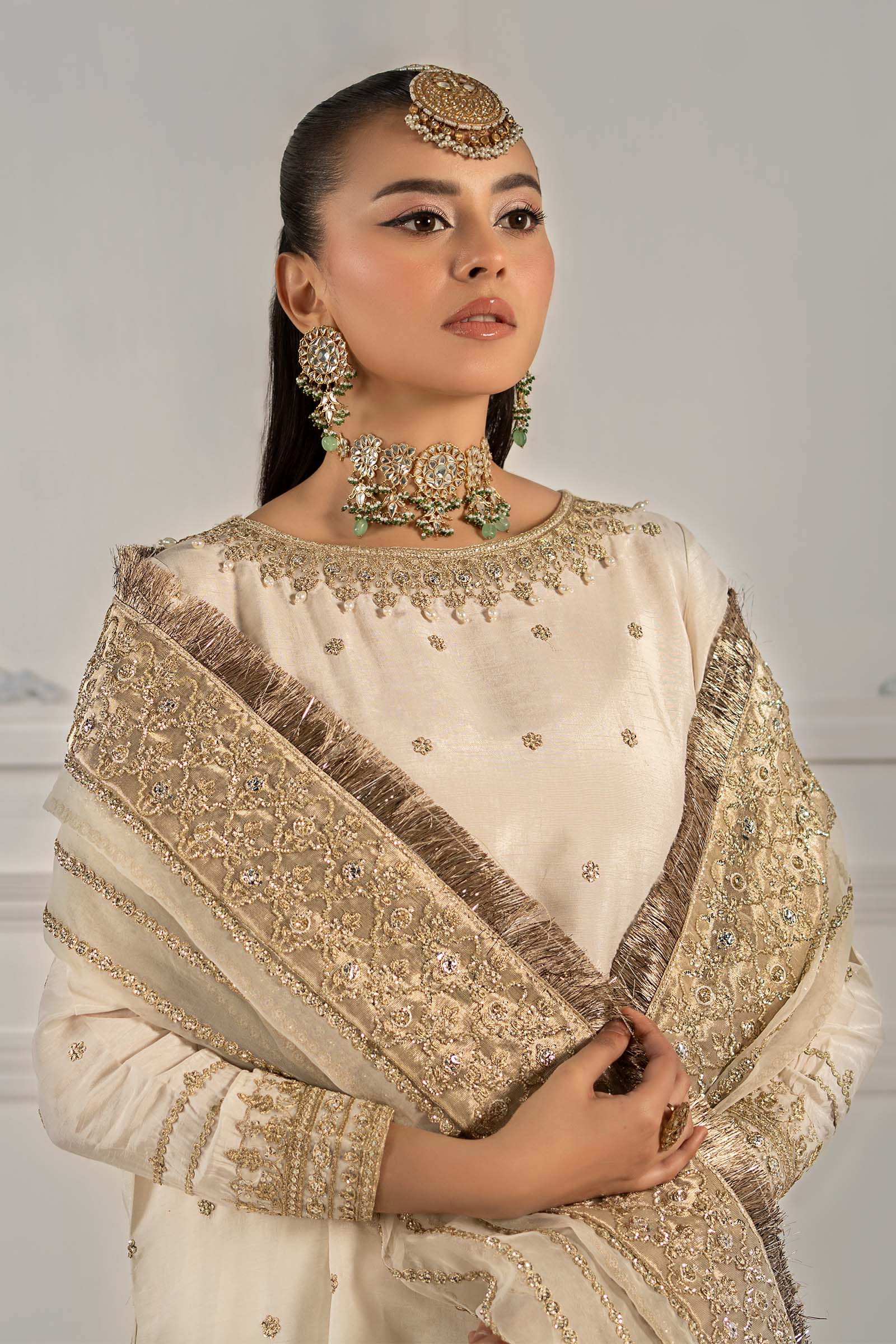 3 Piece Embroidered Raw Silk Suit