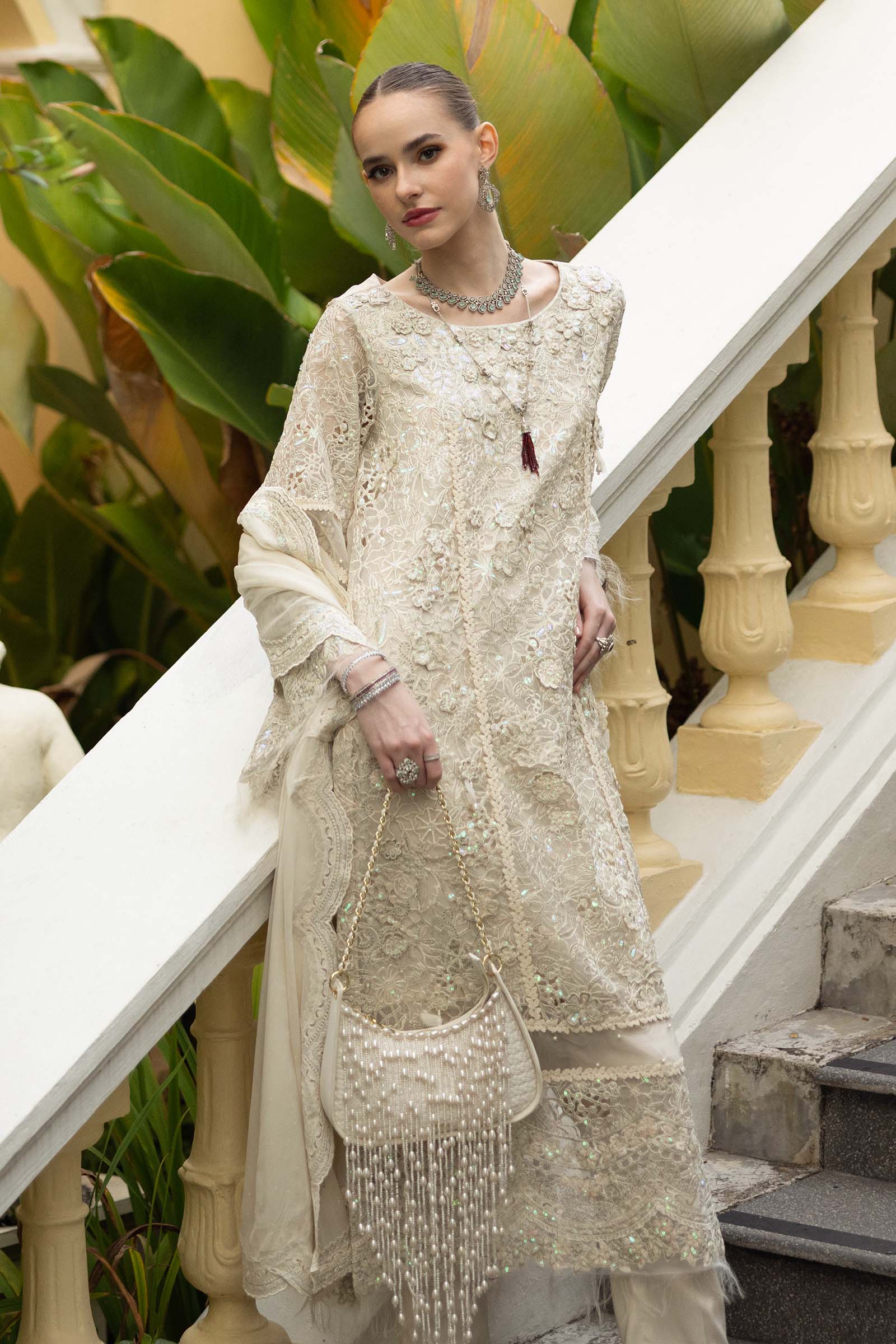 3 Piece Embroidered Organza Suit