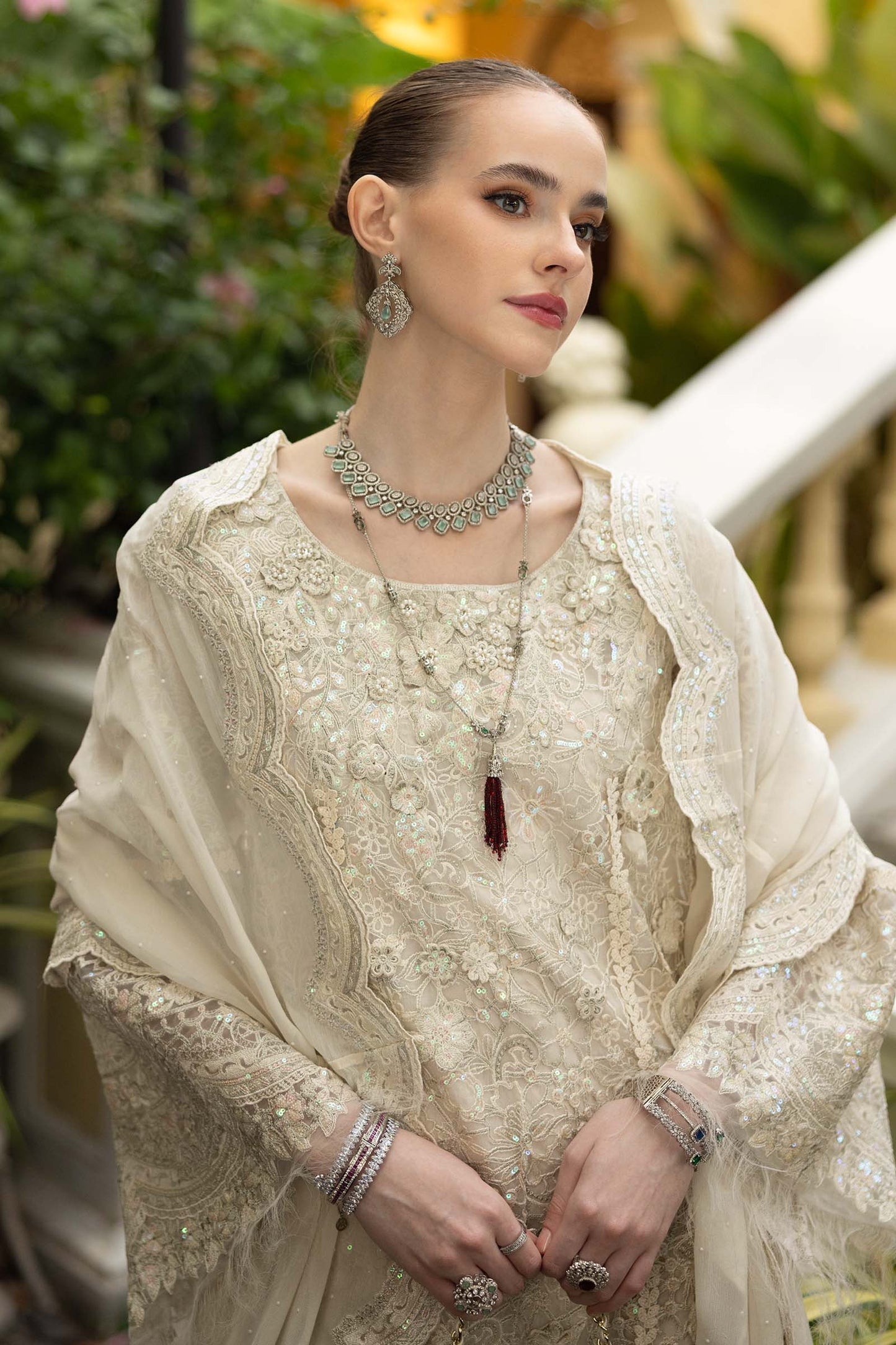 3 Piece Embroidered Organza Suit