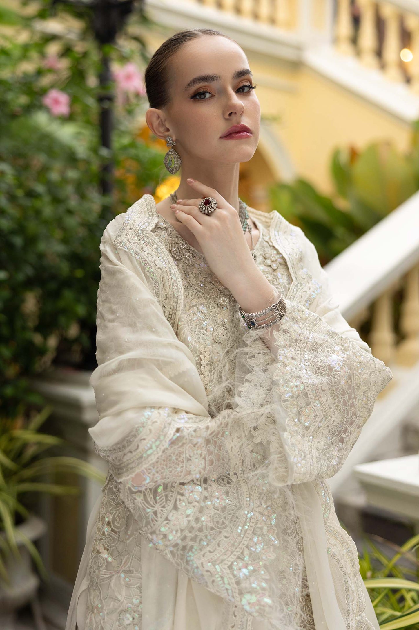 3 Piece Embroidered Organza Suit