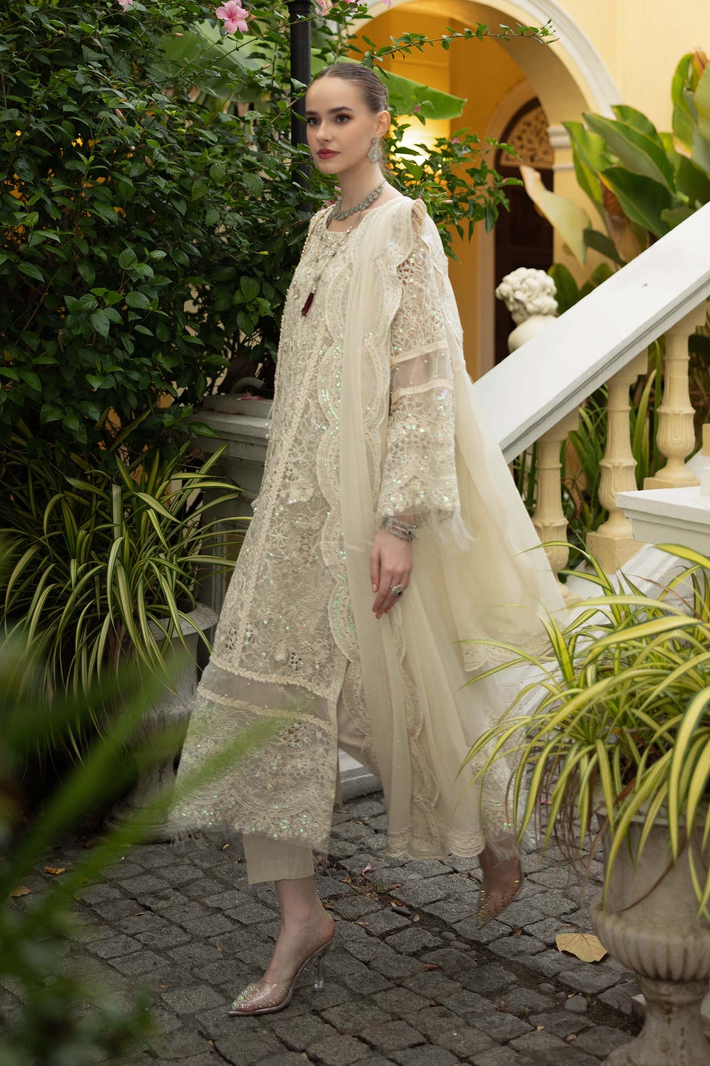 3 Piece Embroidered Organza Suit