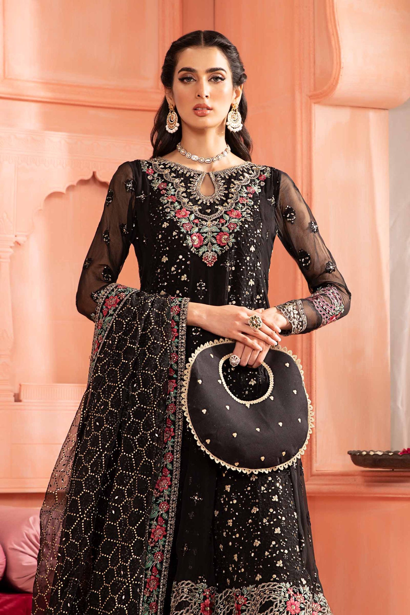 3 Piece Embroidered Bamber Chiffon Suit