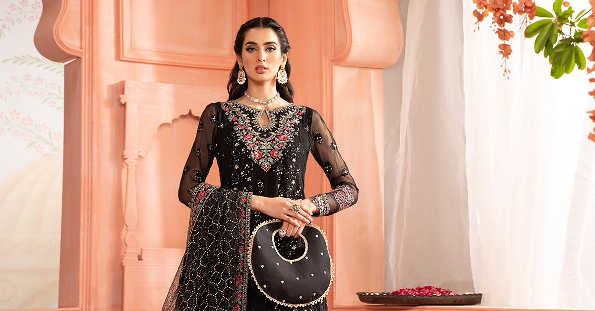 3 Piece Embroidered Bamber Chiffon Suit