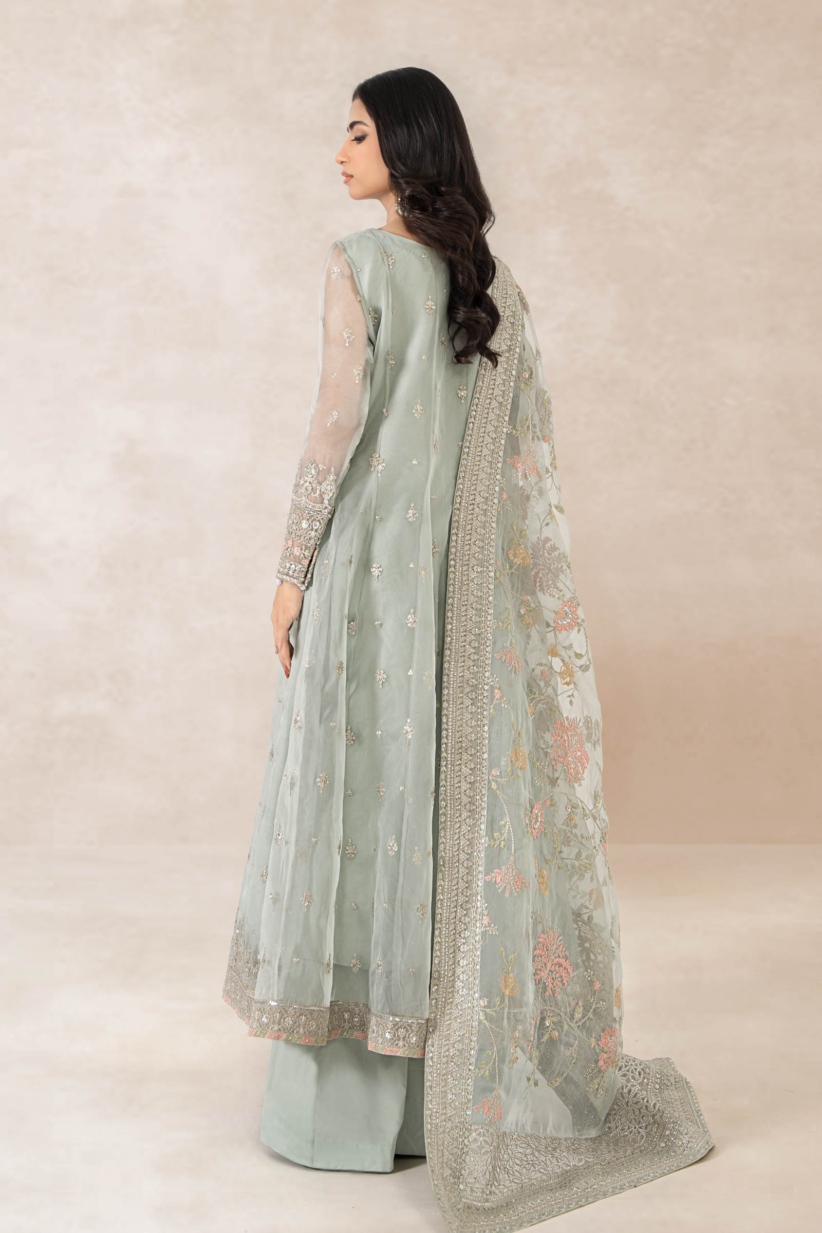 3 Piece Embroidered Organza Suit