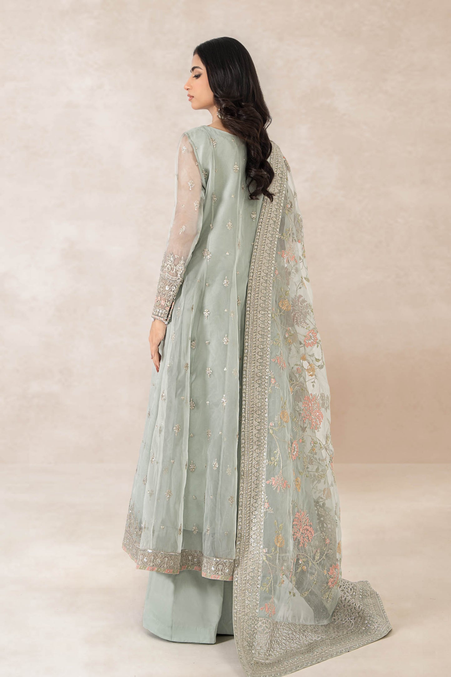 3 Piece Embroidered Organza Suit