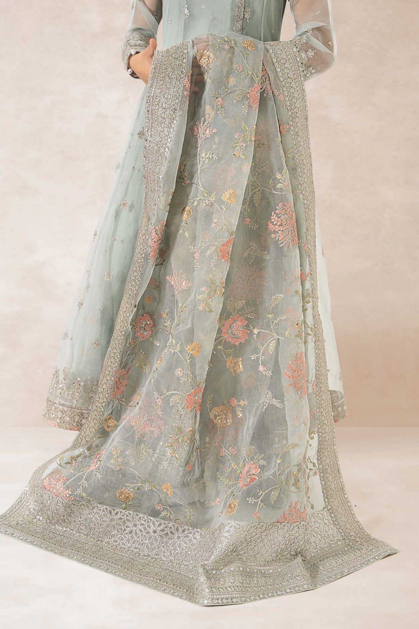 3 Piece Embroidered Organza Suit