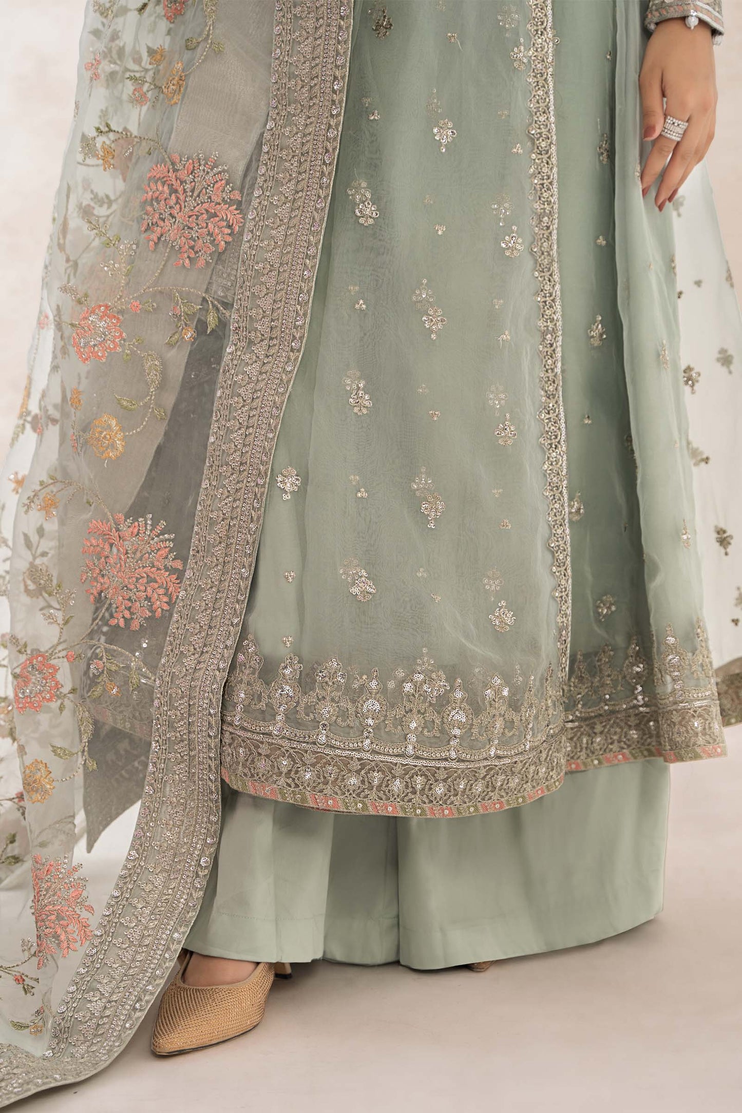 3 Piece Embroidered Organza Suit