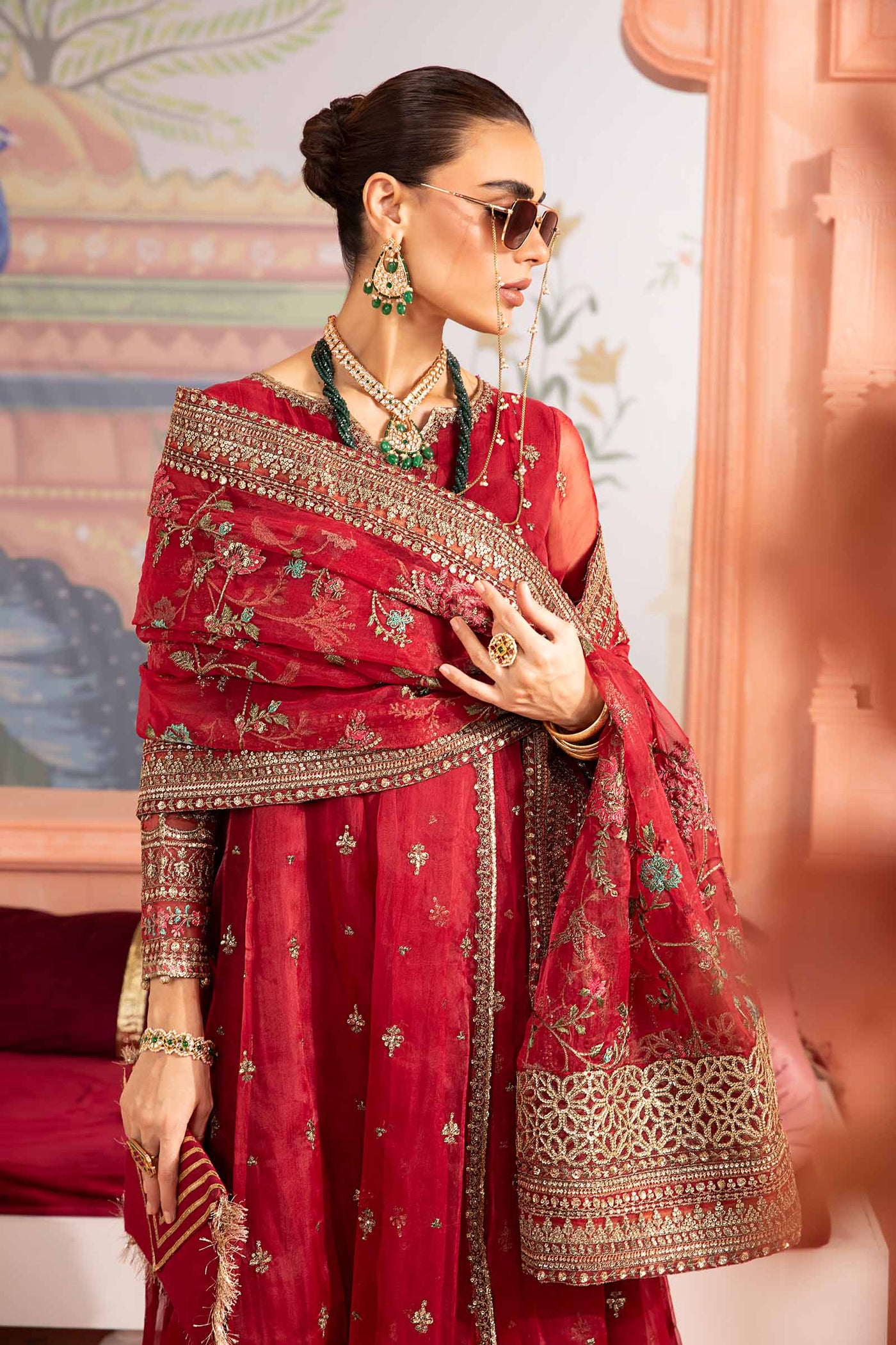 3 Piece Embroidered Organza Suit
