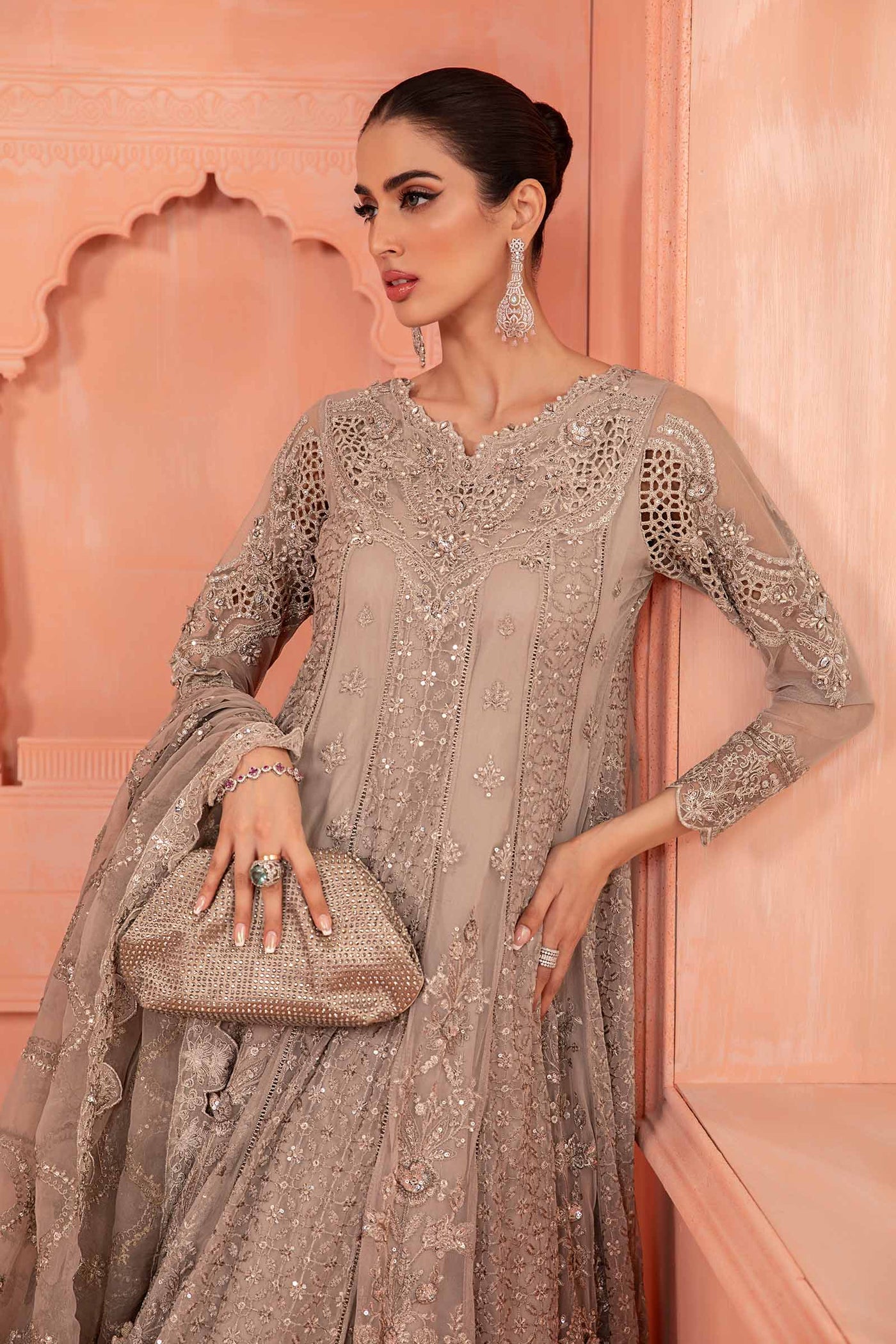 3 Piece Embroidered Net Suit