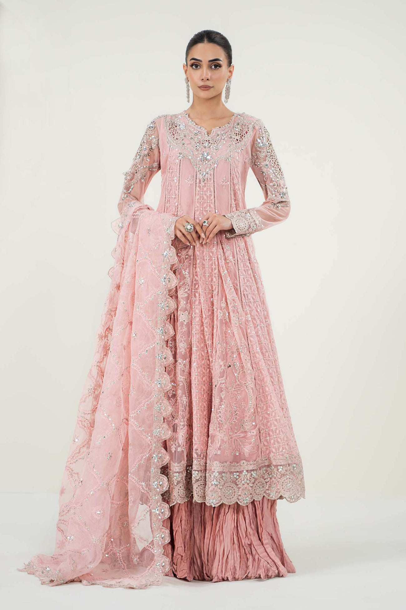 3 Piece Embroidered Net Suit