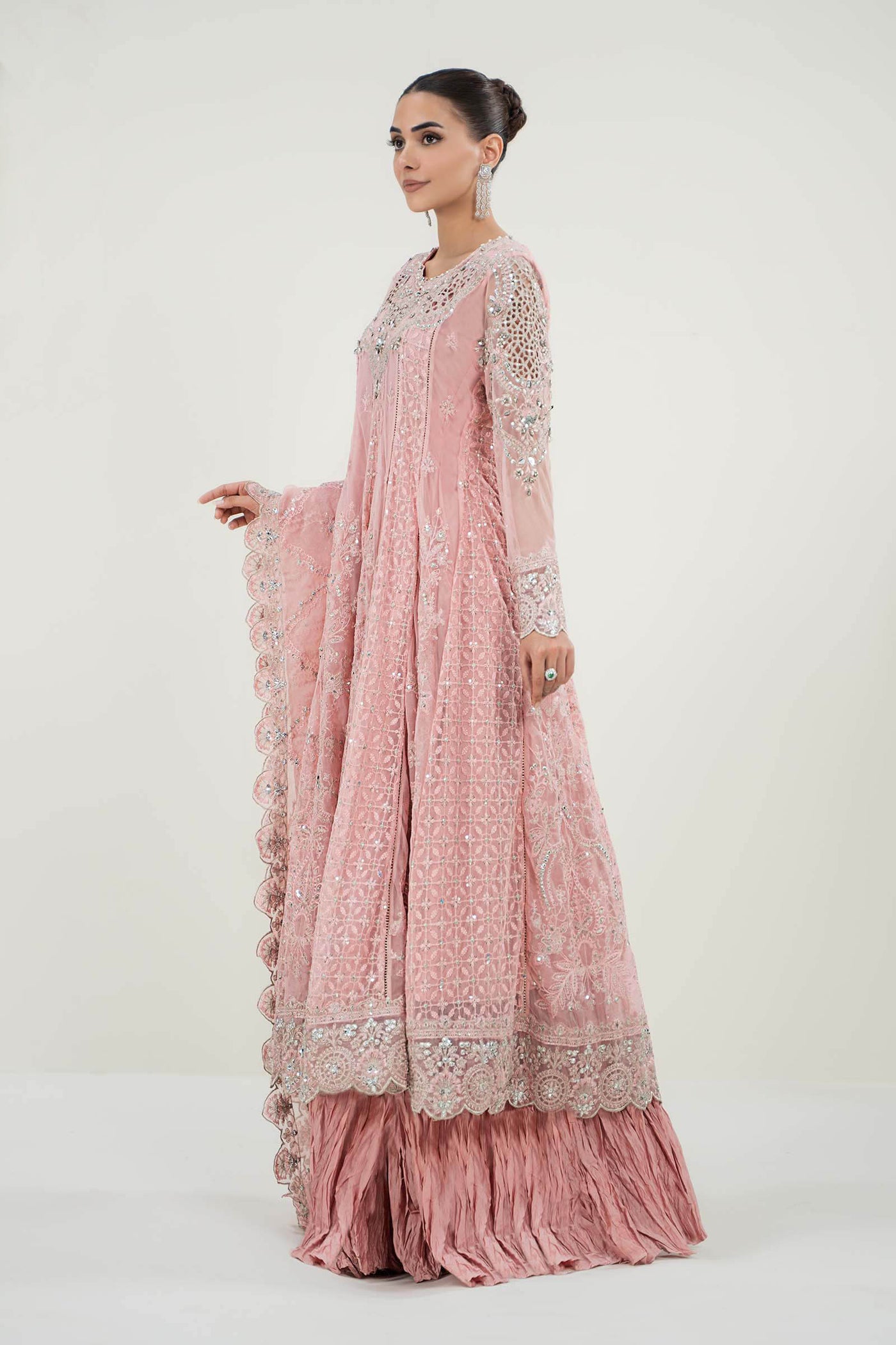 3 Piece Embroidered Net Suit