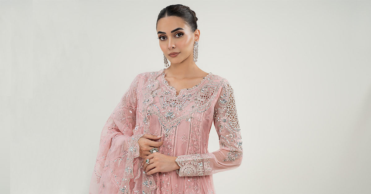 3 Piece Embroidered Net Suit