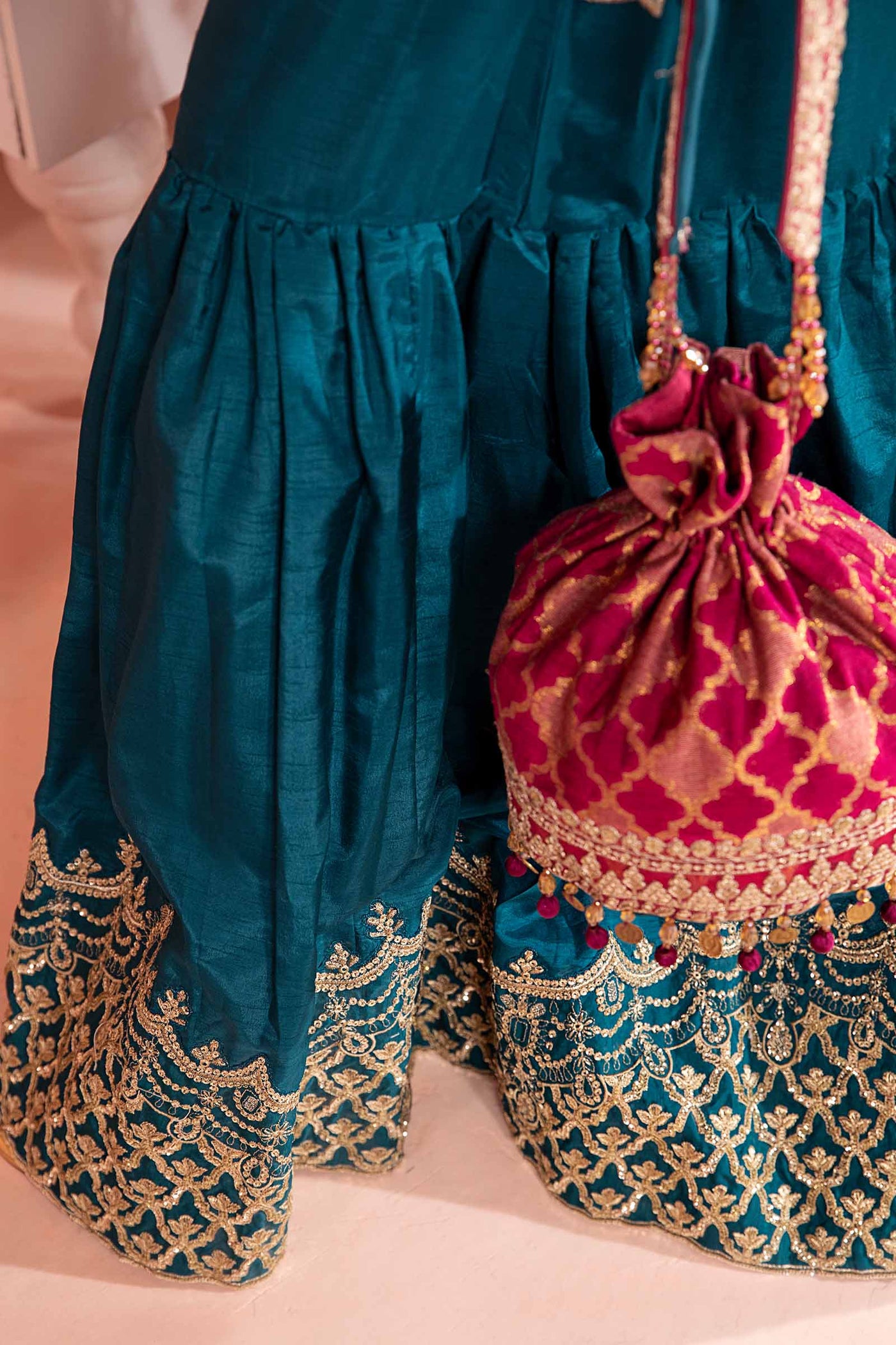 3 Piece Embroidered Bamber Raw Silk Suit