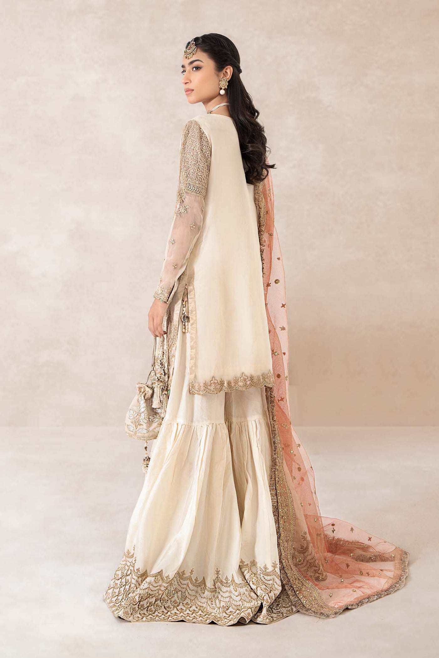 3 Piece Embroidered Bamber Raw Silk Suit | SF-PF24-04