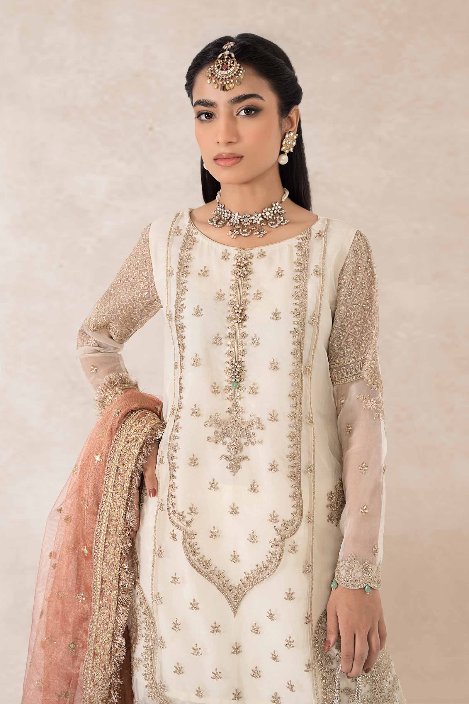 3 Piece Embroidered Bamber Raw Silk Suit