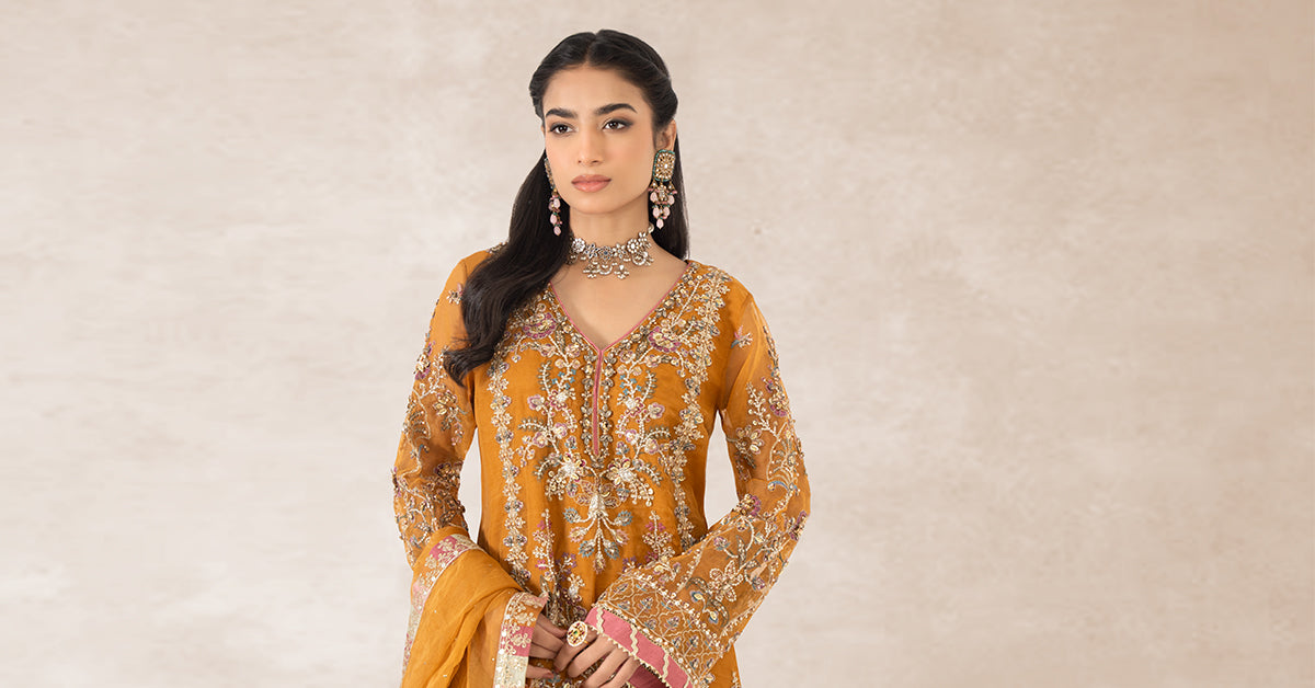 3 Piece Embellished Organza Suit