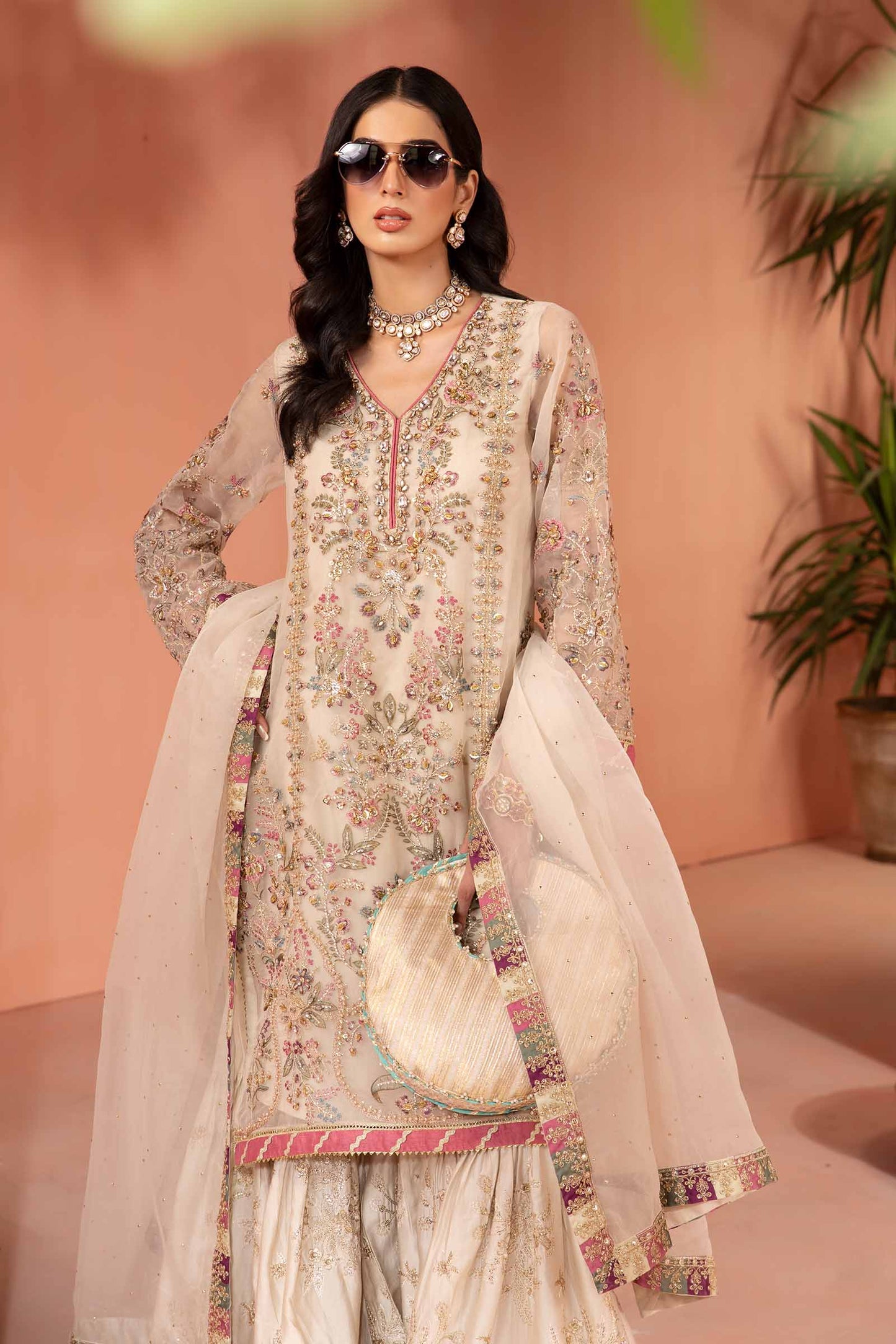 3 Piece Embellished Organza Suit