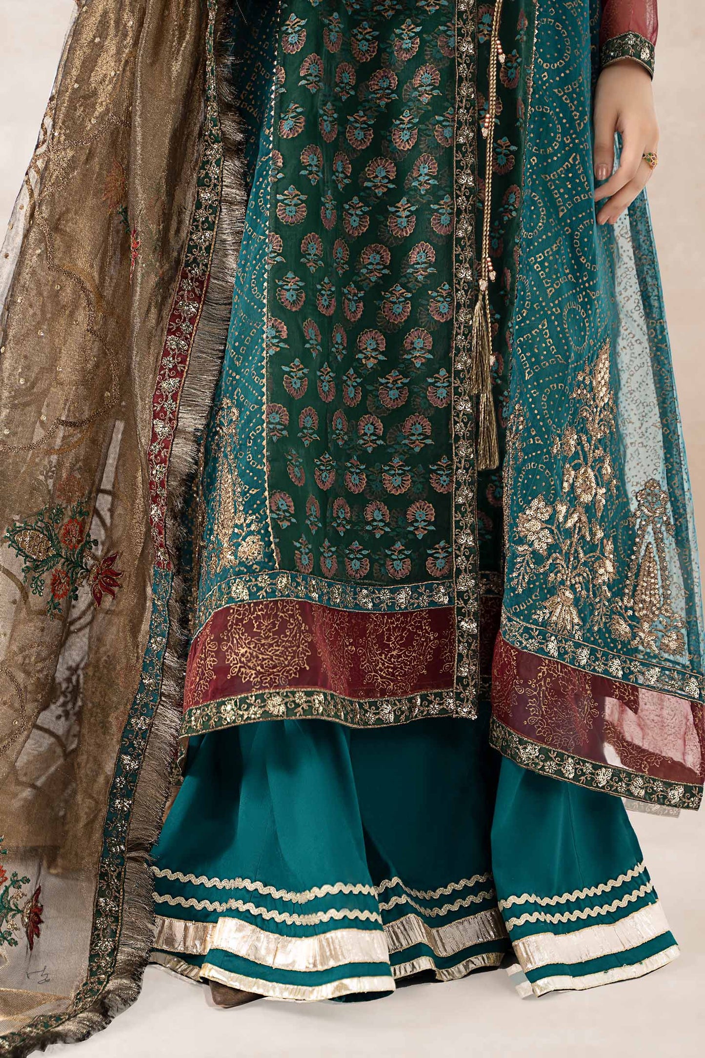 3 Piece Printed Organza Suit