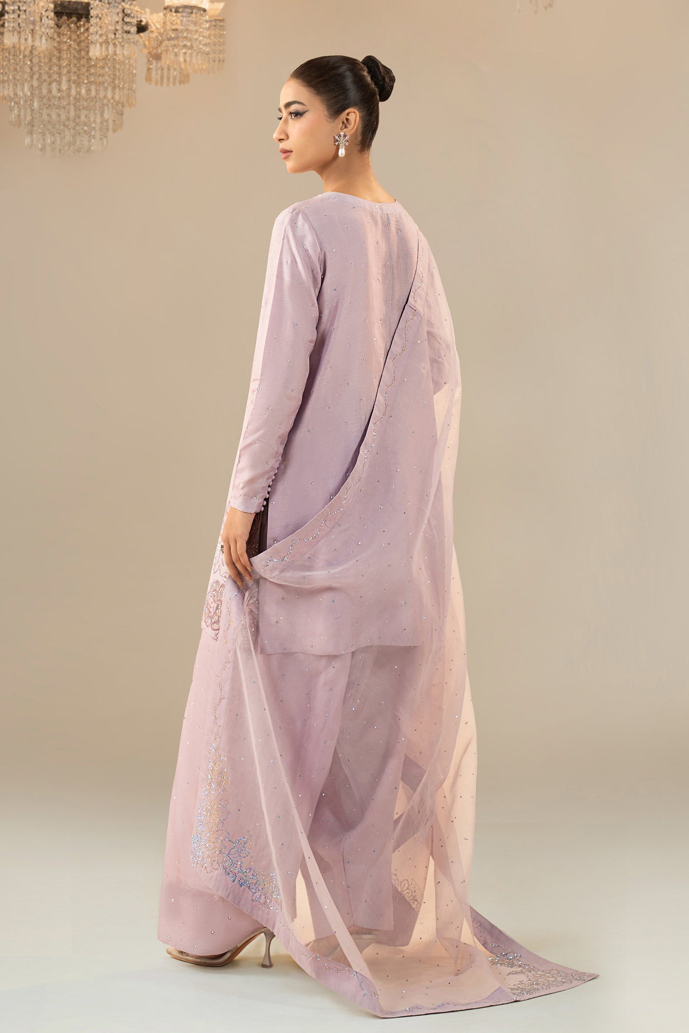 3 Piece Embellished Raw Silk Suit