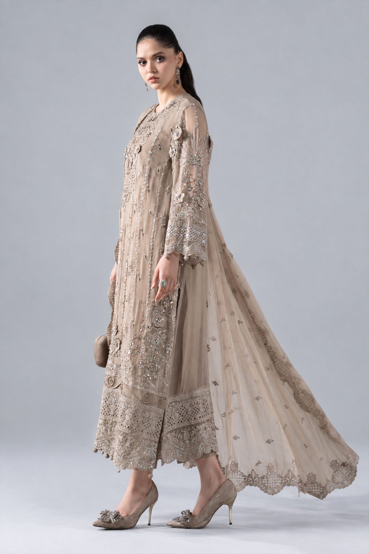 3 Piece Embroidered Chiffon Suit