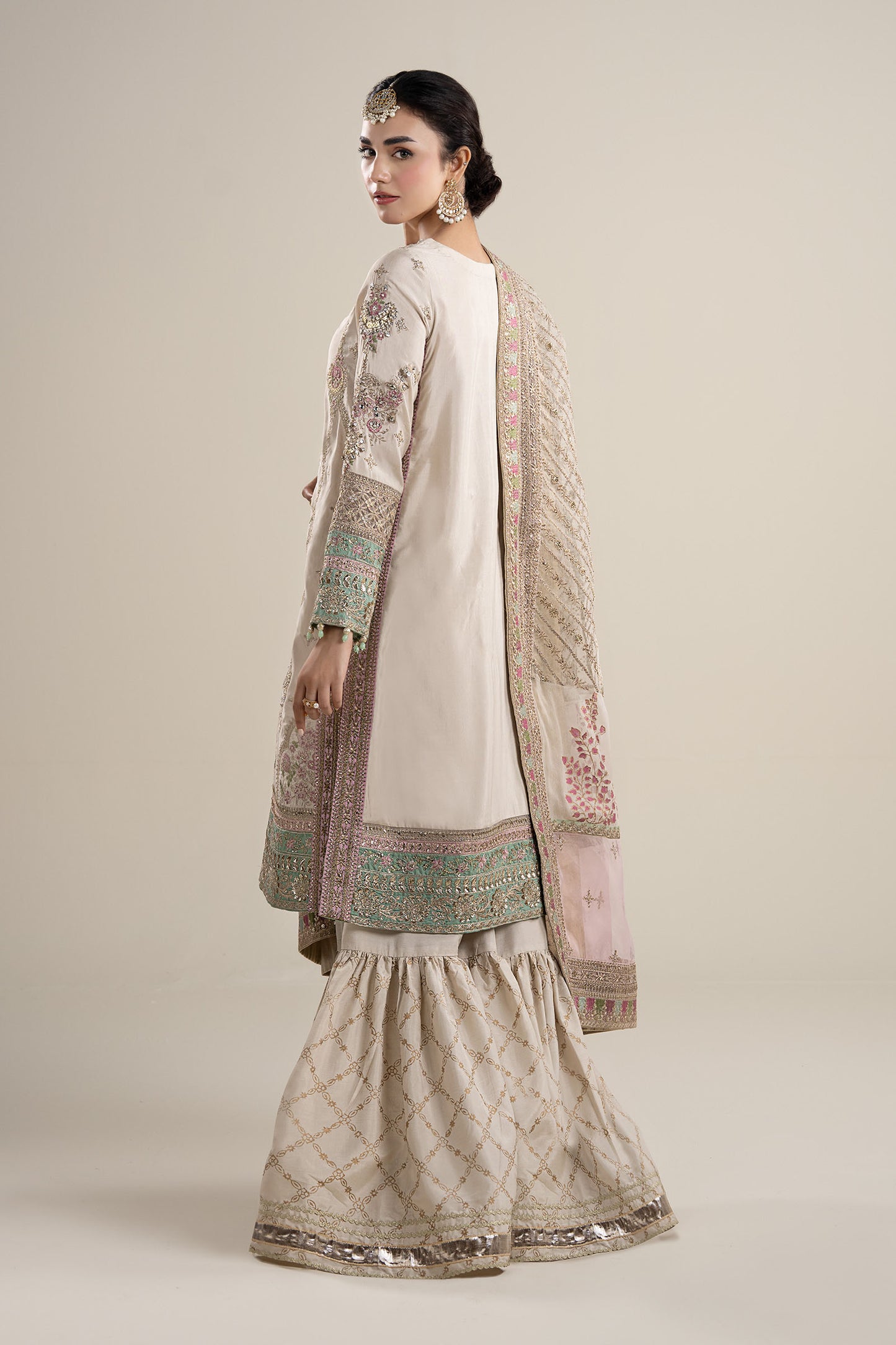 3 Piece Embroidered Bamber Raw Silk Suit