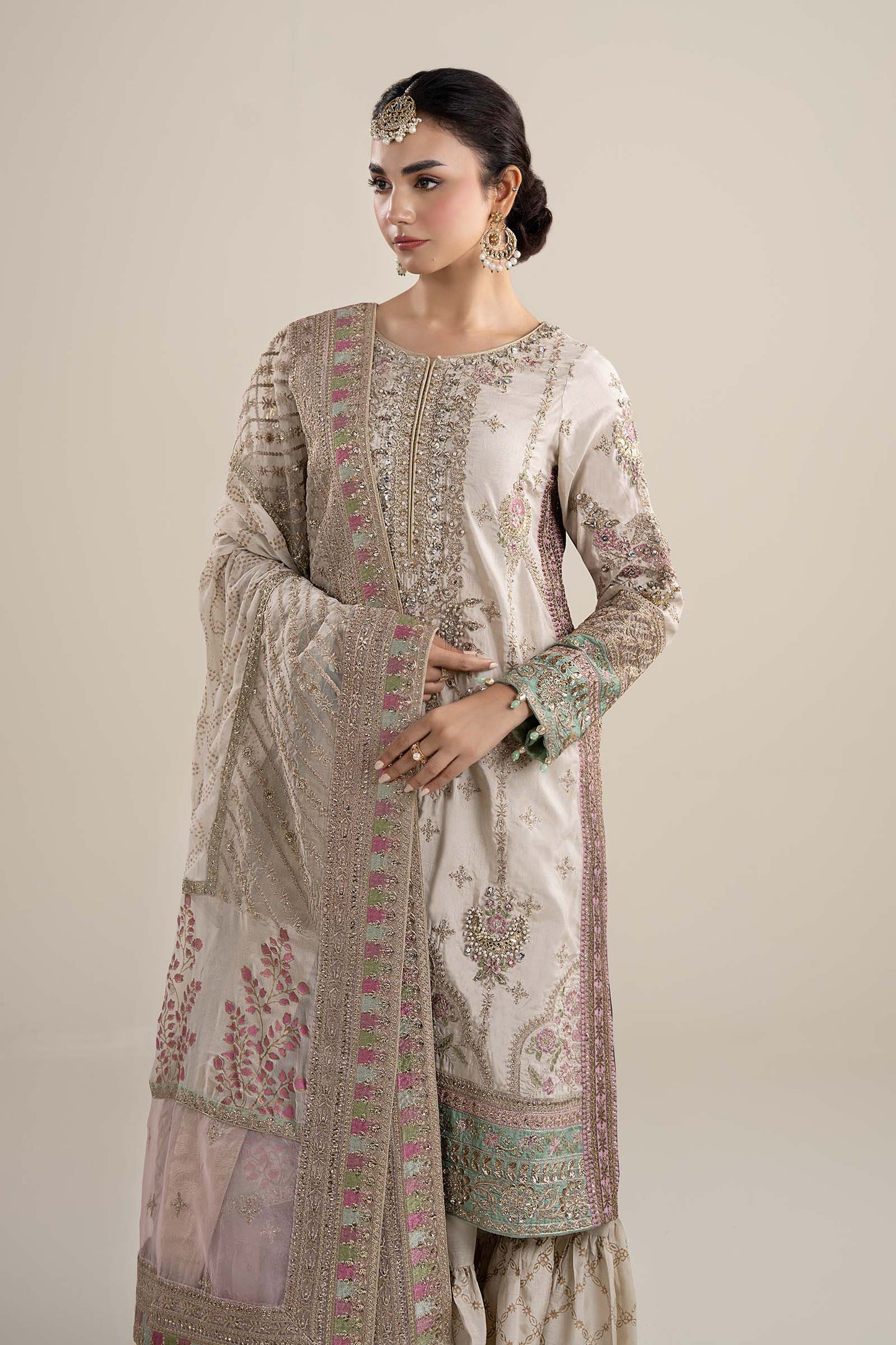 3 Piece Embroidered Bamber Raw Silk Suit