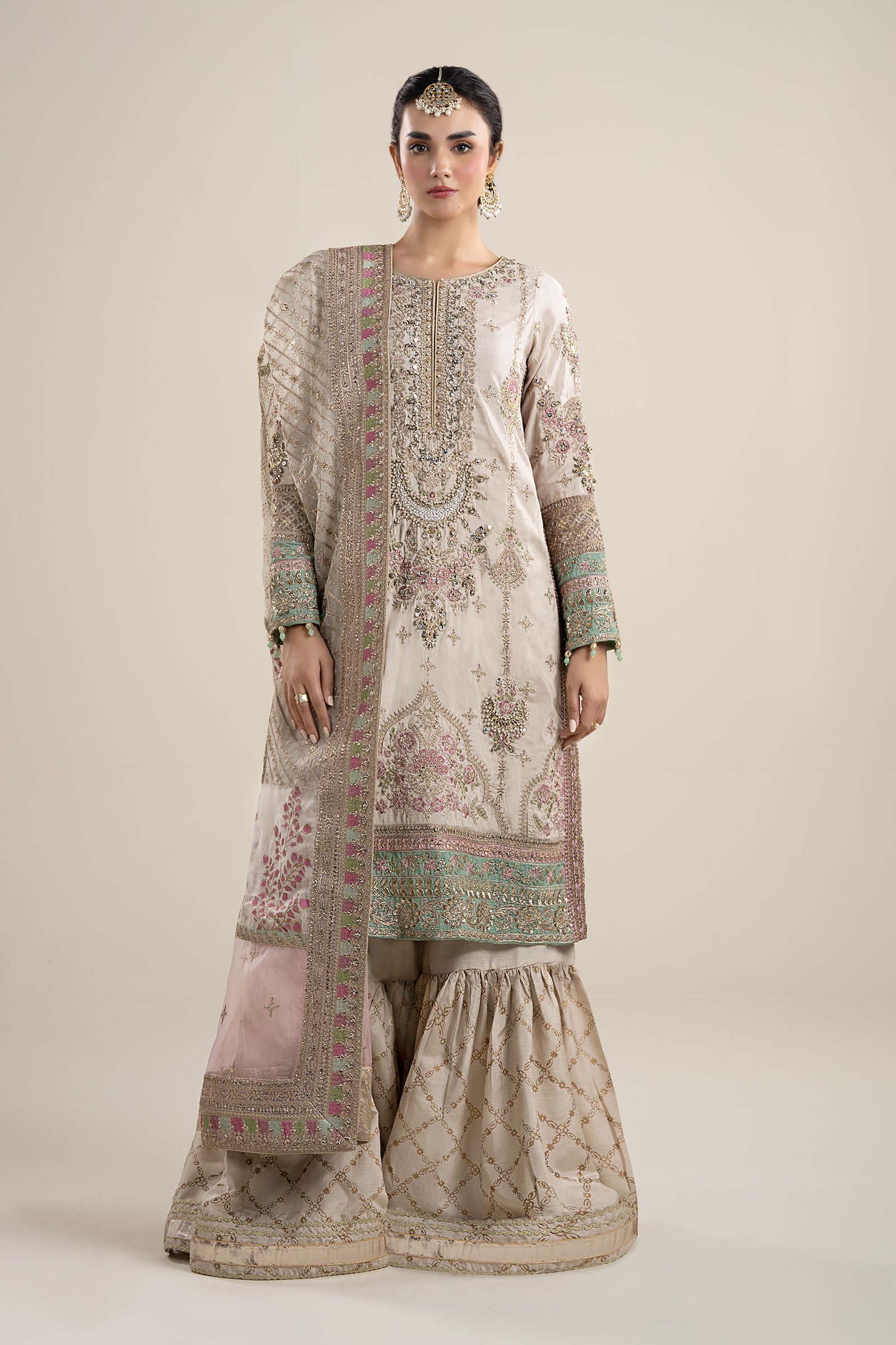 3 Piece Embroidered Bamber Raw Silk Suit
