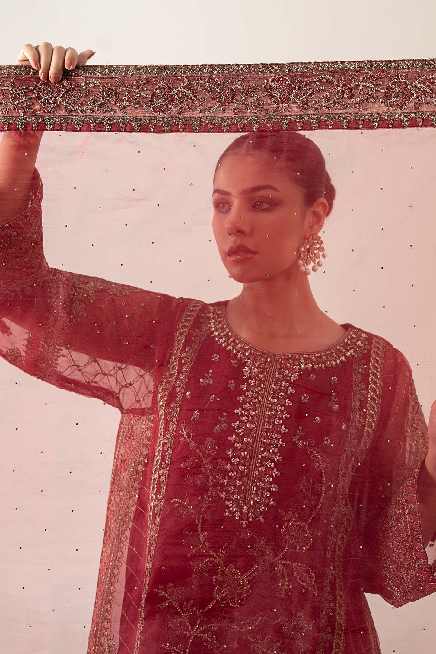 3 Piece Embroidered Organza Suit