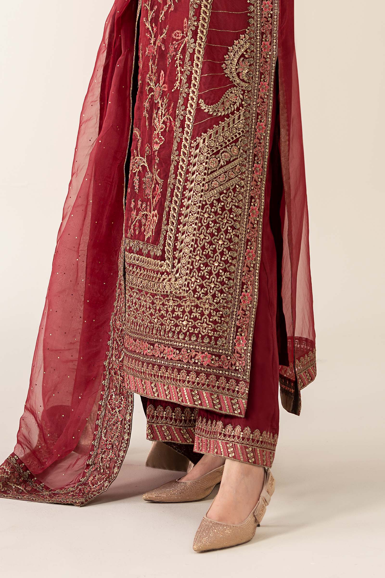 3 Piece Embroidered Organza Suit