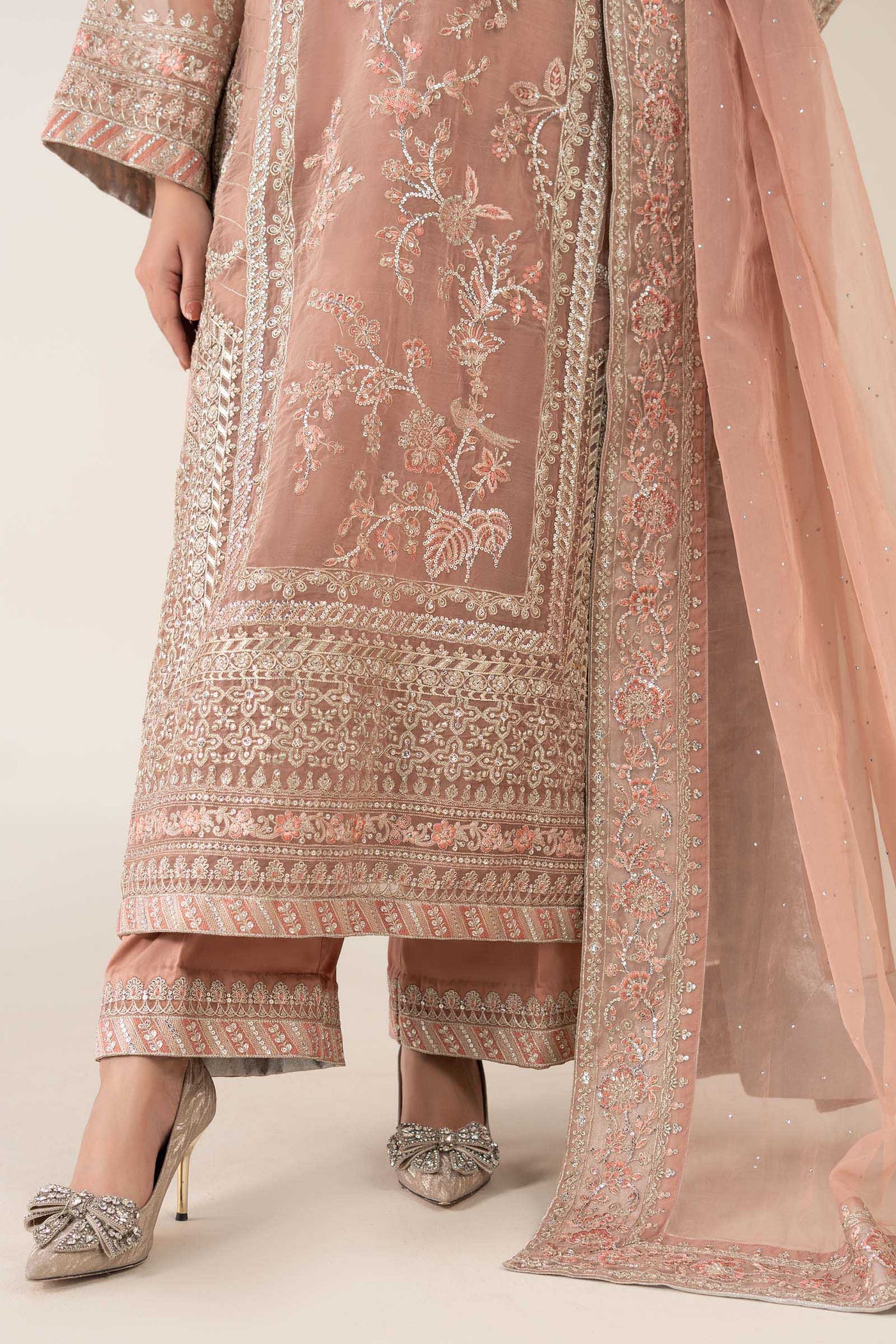 3 Piece Embroidered Organza Suit
