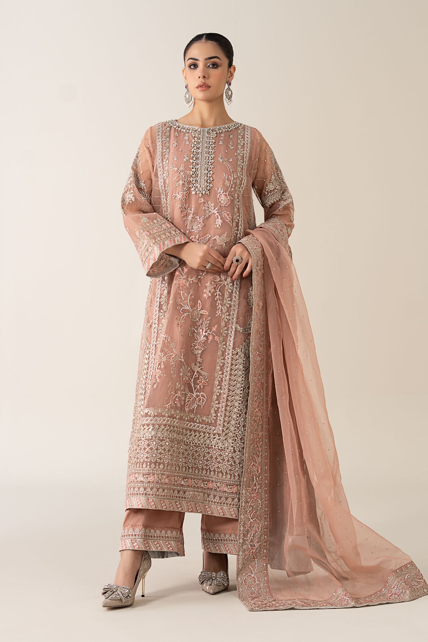 3 Piece Embroidered Organza Suit